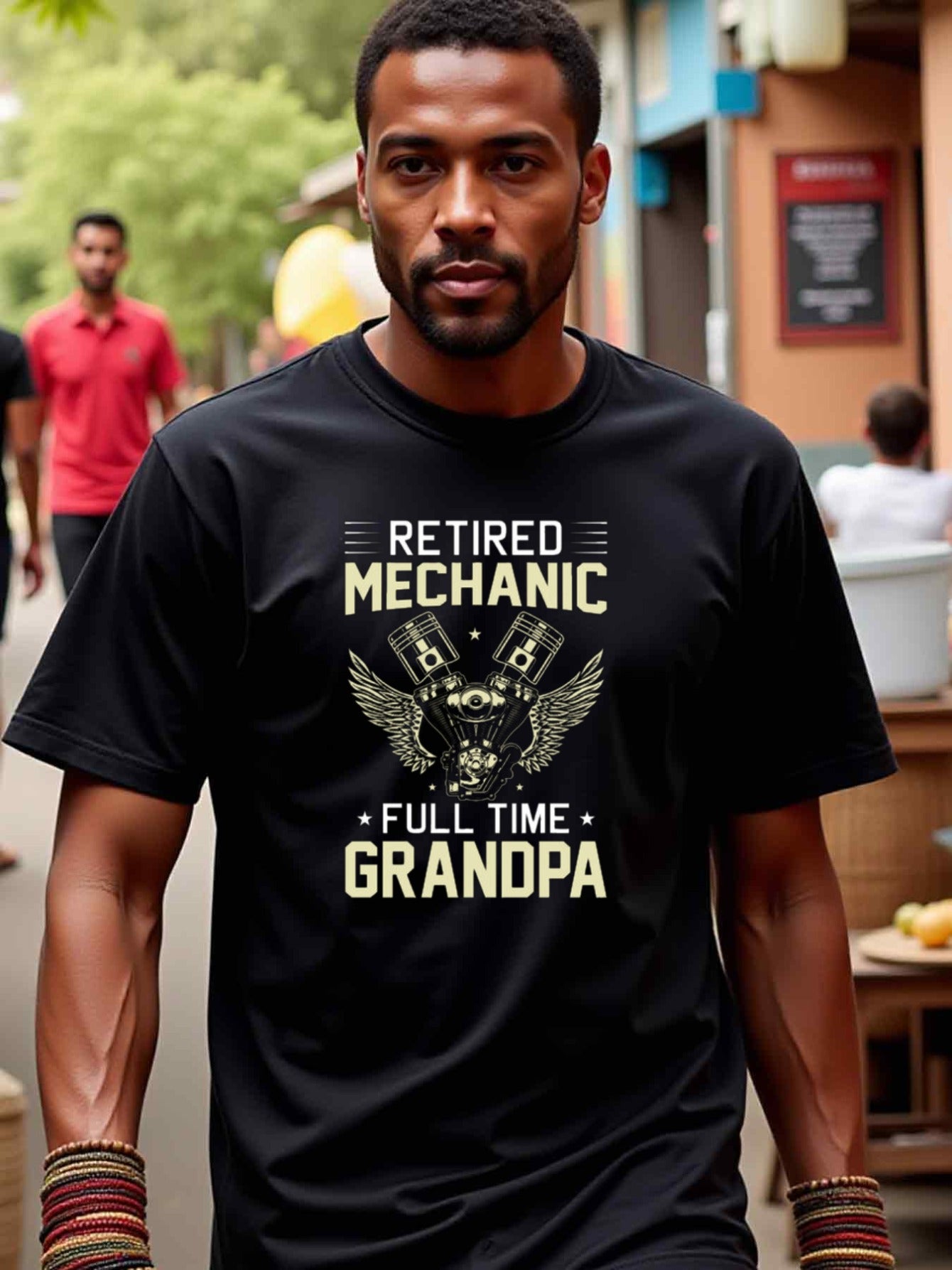 natee local warehouse clearance Retired Mechanic, Full-time Grandpa - Proud Grandpa Gift T-shirt, man's T-Shirt,100% Cotton Fabric,Crew Neck,Short Sleeve,Regular Fit,All-Season Casual Wear,180gsm-Ideal for Valentines Christian festival Thanksgiving Day,