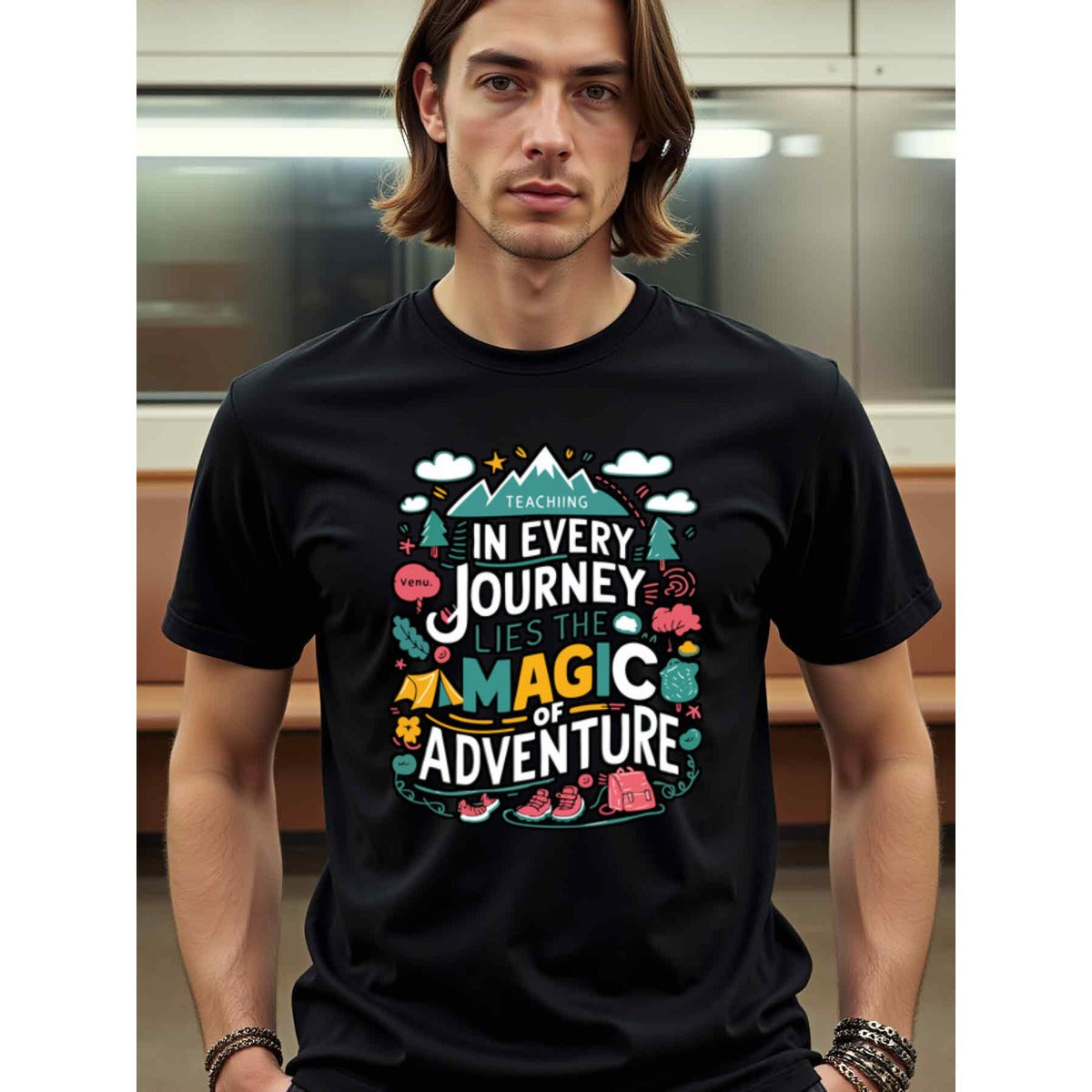 natee local warehouse clearance Adventure Awaits: Teaching Journey Magic T-shirt, 100% Cotton Fabric,Crew Neck,Short Sleeve,Regular Fit,All-season casual wear for man and teens-perfect for running, hiking, the beach, and parties Christian festival Thanksg