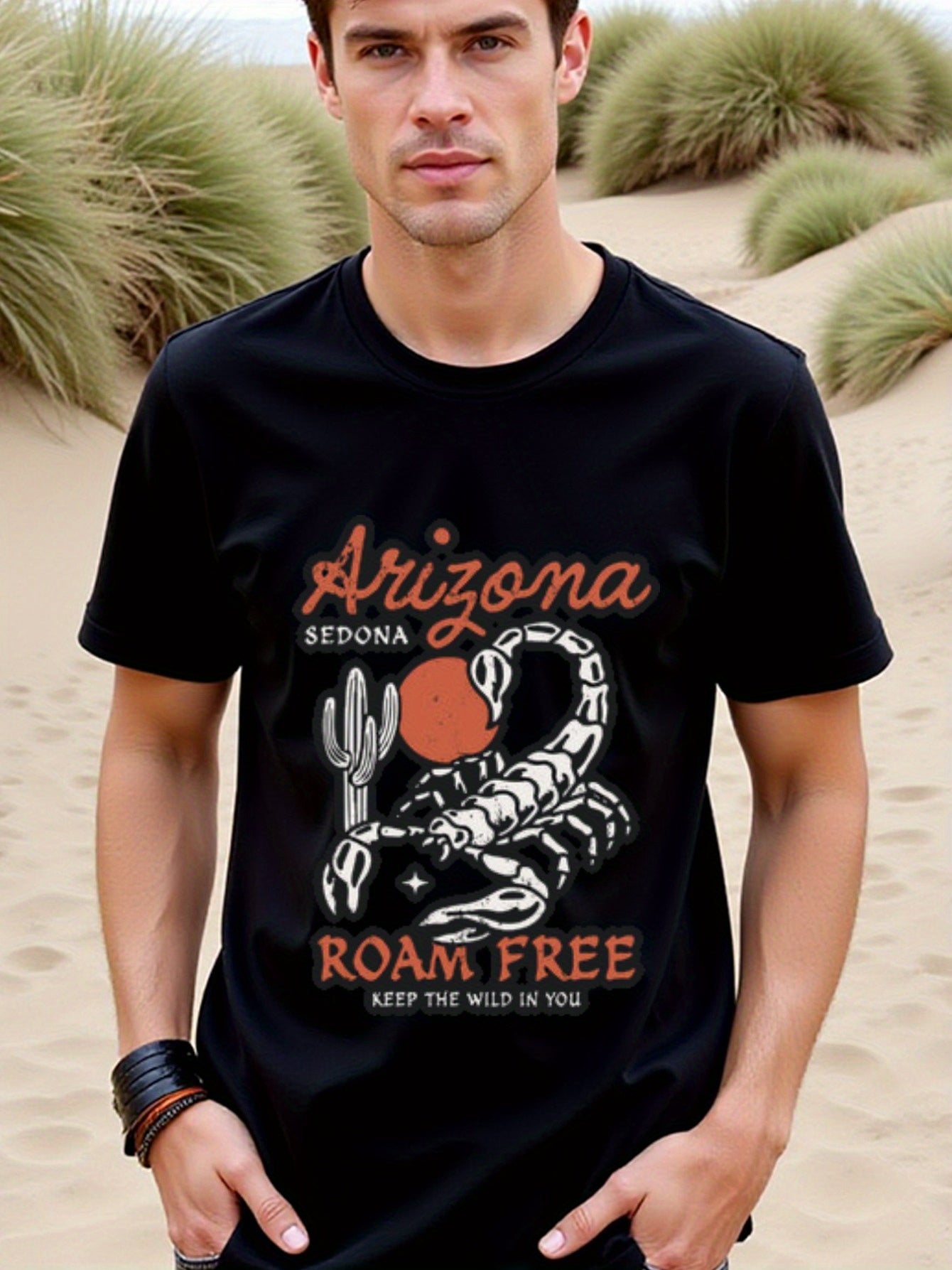 natee local warehouse clearance Arizona Sedona Scorpion Roam Free Adventure T-shirt, 男t, 男t