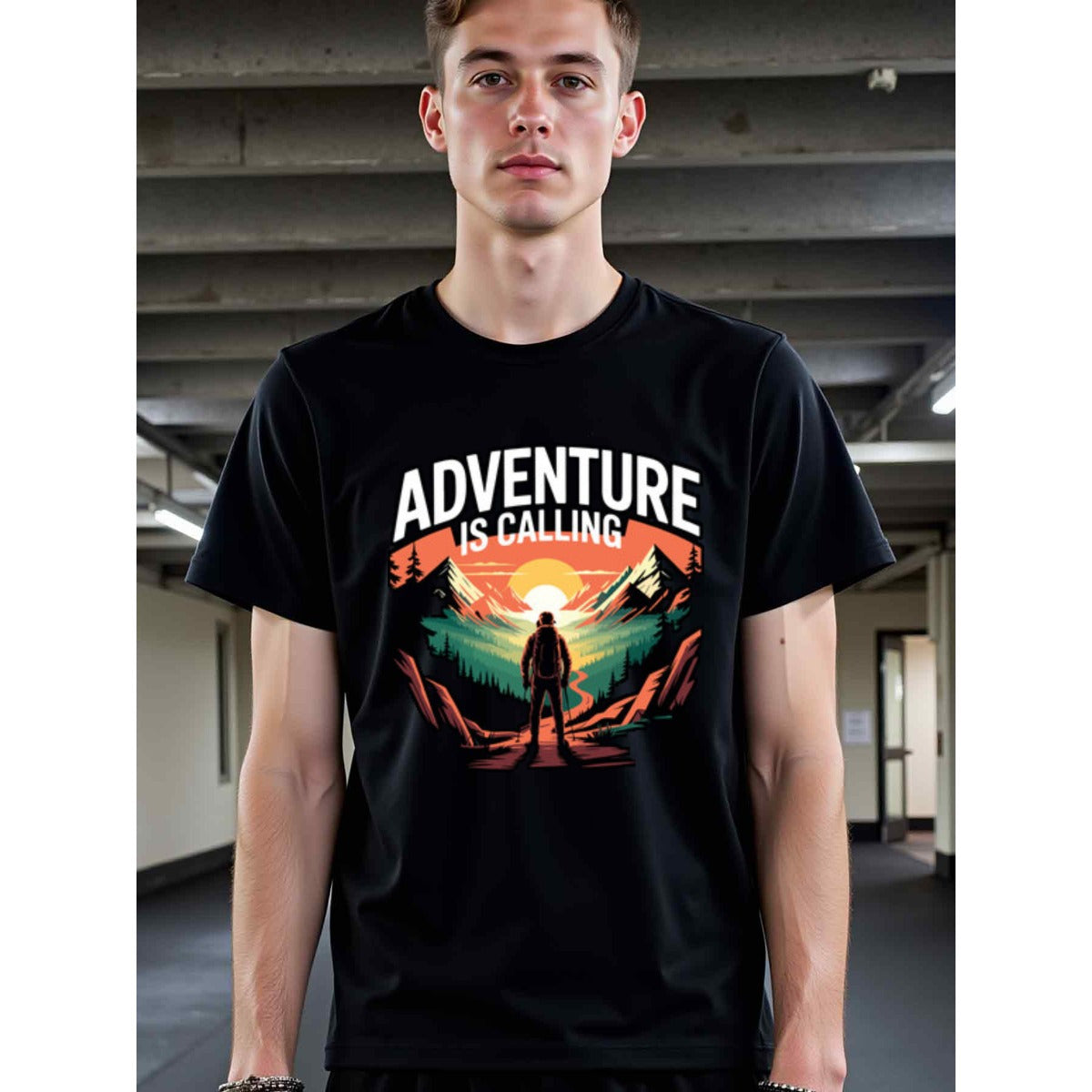 natee local warehouse clearance Adventure Calling: Hiking and Outdoor Exploration T-shirt, man's T-Shirt,100% Cotton Fabric,Crew Neck,Short Sleeve,Regular Fit,All-Season Casual Wear,180gsm-Ideal for Valentines Christian festival Thanksgiving Day, 男t