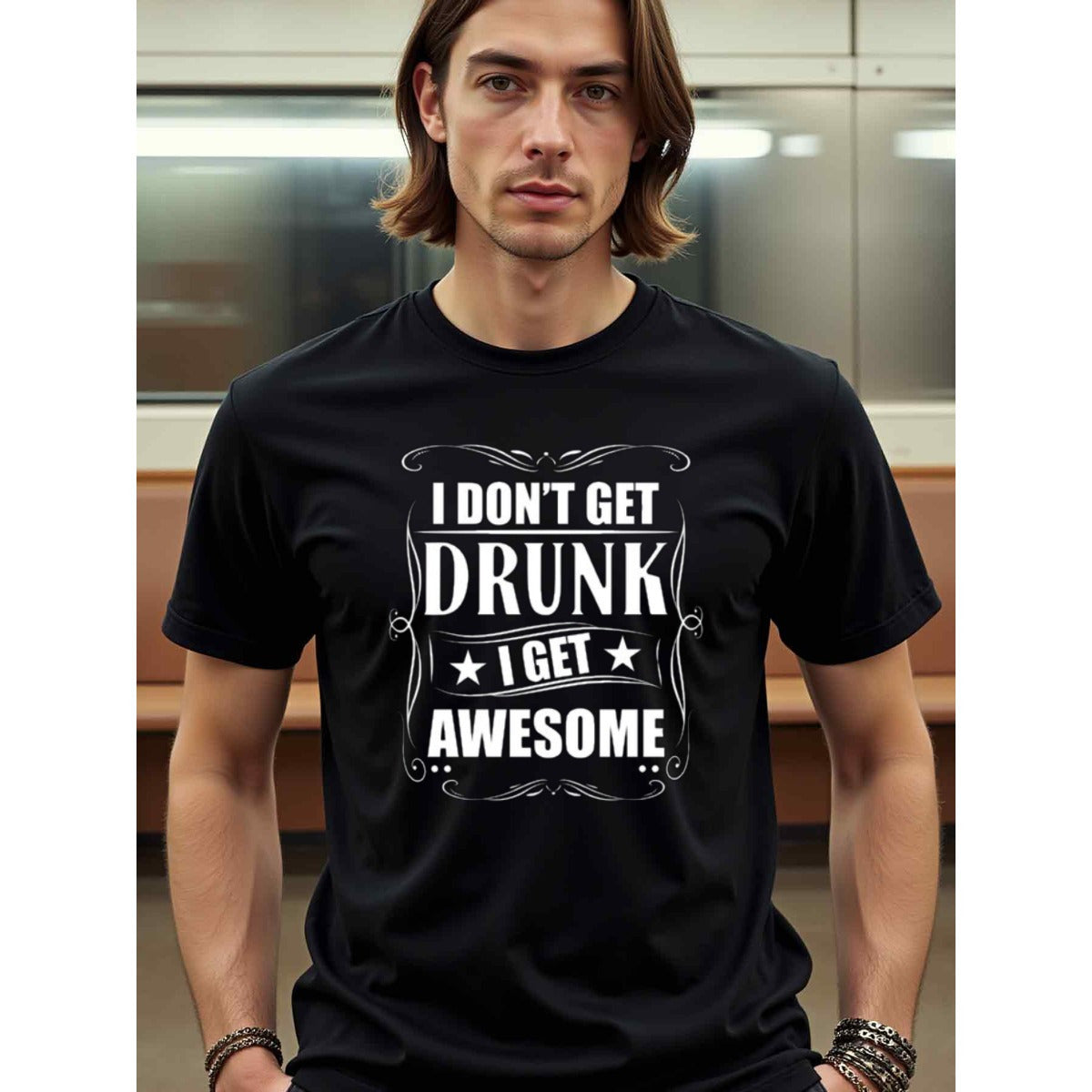natee local warehouse clearance Awesome Drunk: Funny T-shirt for Party Lovers, 100% Cotton Fabric,Crew Neck,Regular Fit,Weekend Casual Wear,180gsm Family Friends Christian festival Thanksgiving Day, 男t