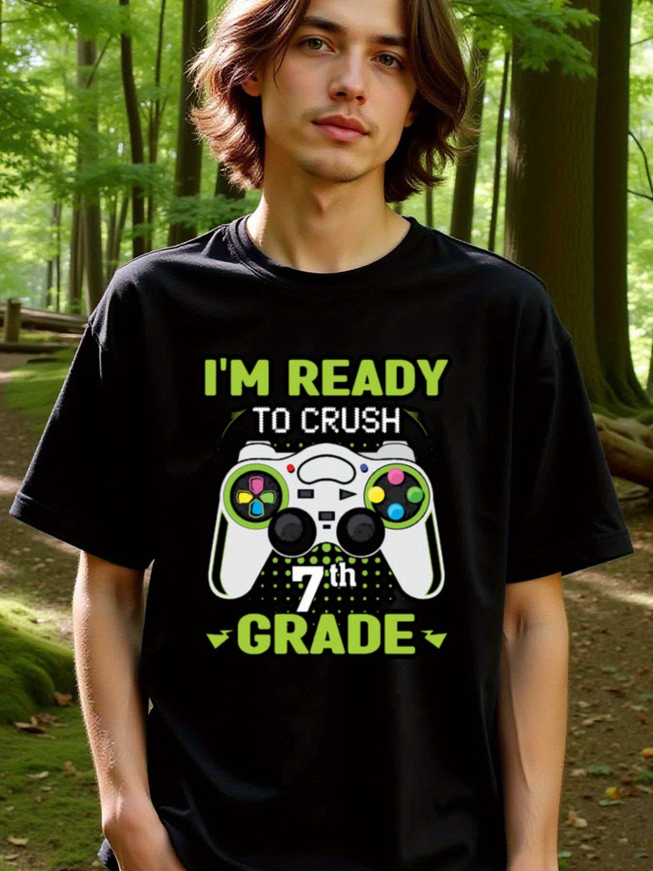 natee local warehouse clearance Back-to-school Gamer: Crush 7th Grade T-shirt, 100% Cotton Fabric,Crew Neck,Short Sleeve,Regular Fit,All-season casual wear for man and teens-perfect for running, hiking, the beach, and parties Christian festival Thanksgivi