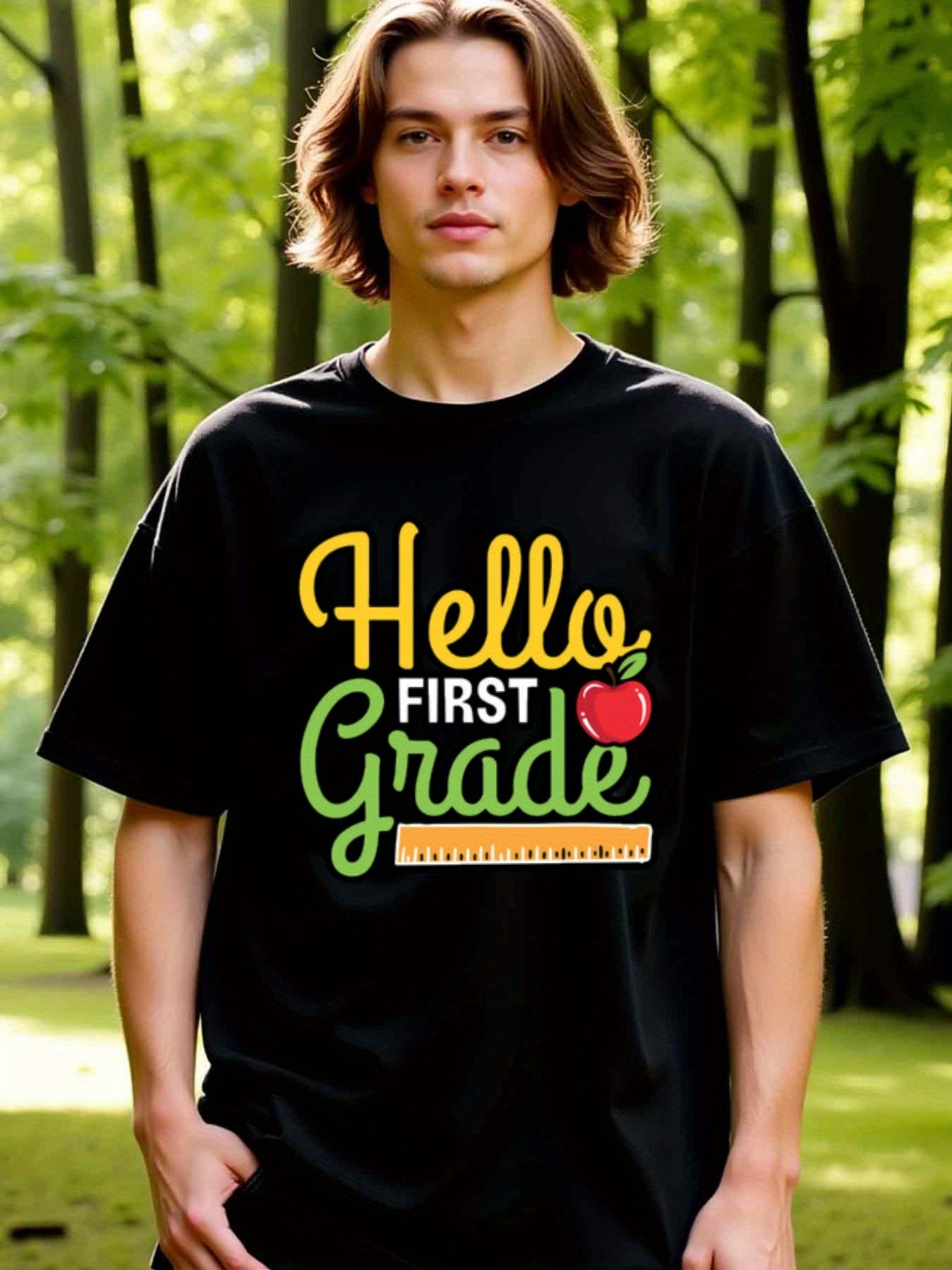 natee local warehouse clearance Back to School Hello First Grade Teacher T-shirt, 100% Cotton Fabric,Crew Neck,Short Sleeve,Regular Fit,All-season casual wear for man and teens-perfect for running, hiking, the beach, and parties Christian festival Thanksg