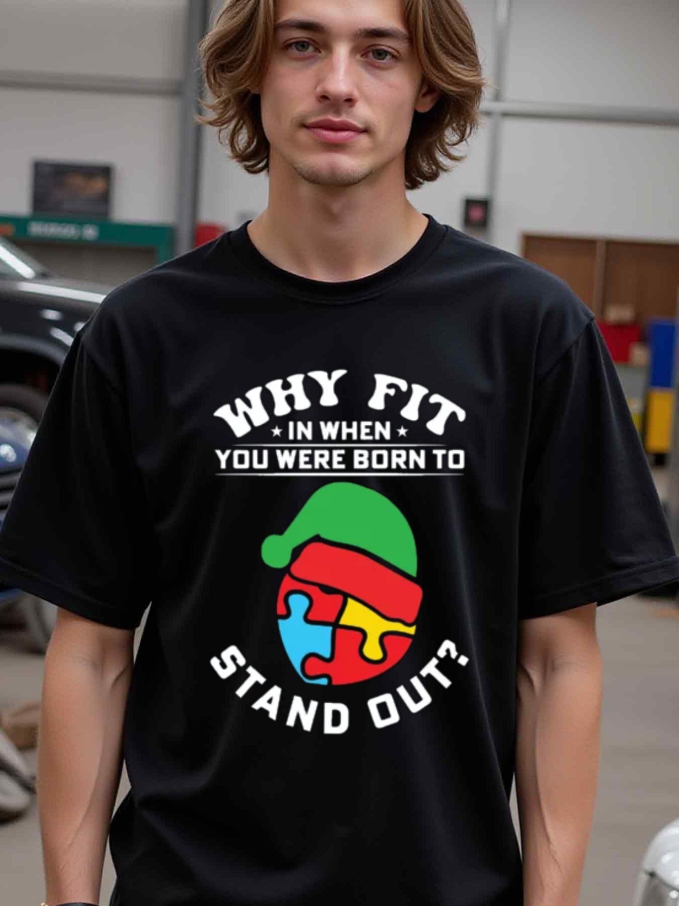 natee local warehouse clearance Autism Awareness: Stand Out with Pride T-shirt, man's T-Shirt,100% Cotton Fabric,Crew Neck,Short Sleeve,Regular Fit,All-Season Casual Wear,180gsm-Ideal For Summer Holiday Gift, 男t