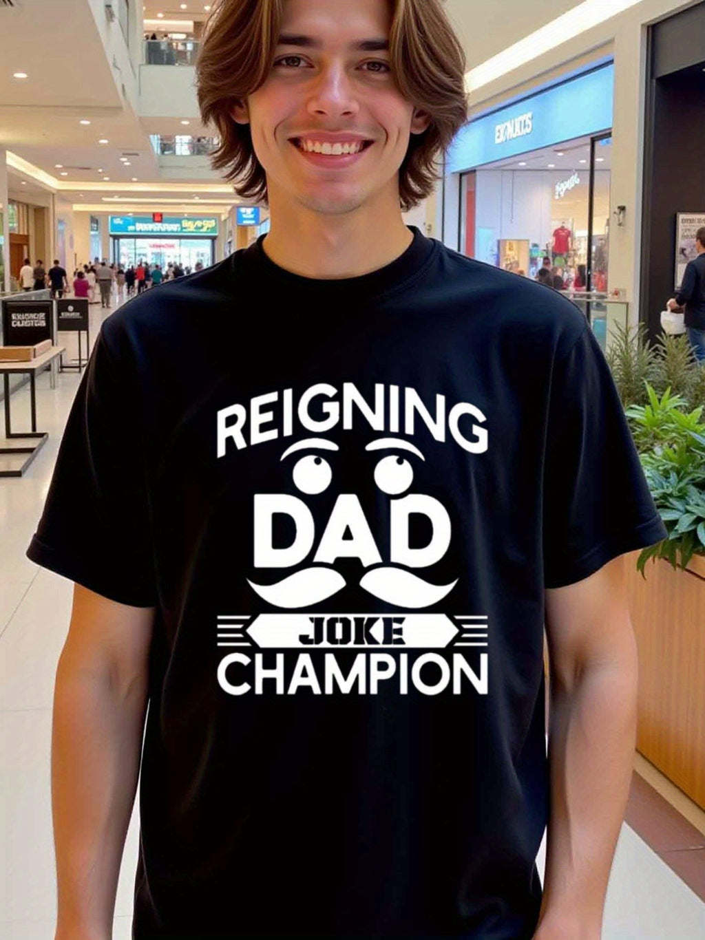 natee local warehouse clearance Reigning Dad Joke Champion - Funny Father's Day T-shirt, man's T-Shirt,100% Cotton Fabric,Crew Neck,Short Sleeve,Regular Fit,All-Season Casual Wear,180gsm-Ideal For Summer Holiday Gift,