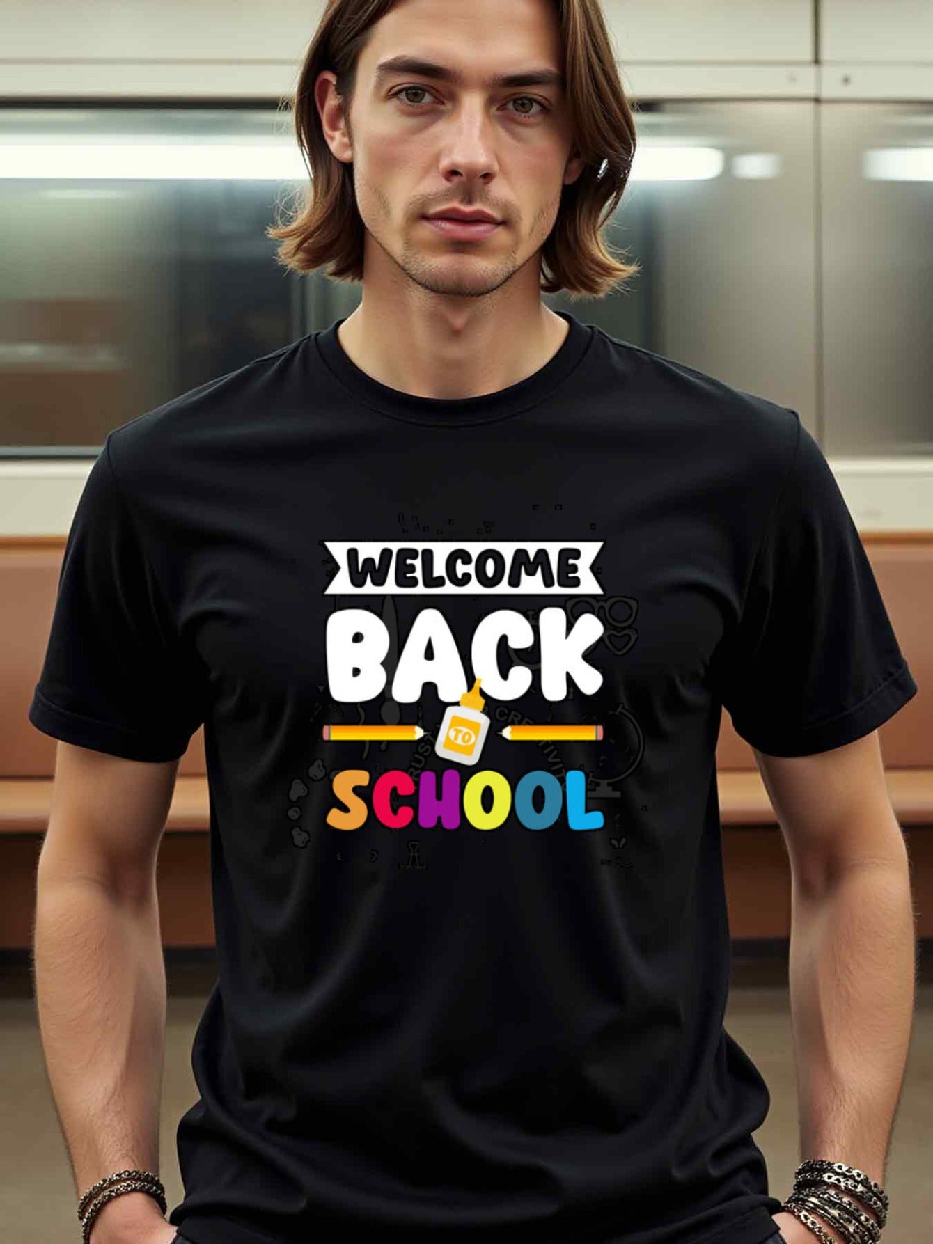 natee local warehouse clearance Back to School Welcome Graphic Tee, 100% Cotton Fabric,Crew Neck,Short Sleeve,Regular Fit,All-season casual wear for man and teens-perfect for running, hiking, the beach, and parties Christian festival Thanksgiving Day, 男t