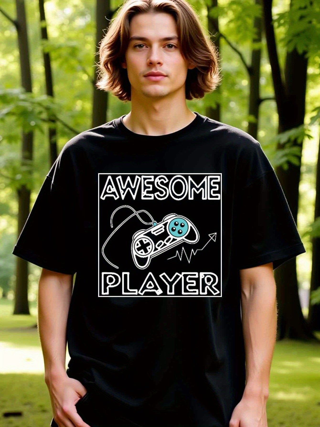 natee local warehouse clearance Awesome Player Gaming Controller Graphic Tee, 男t