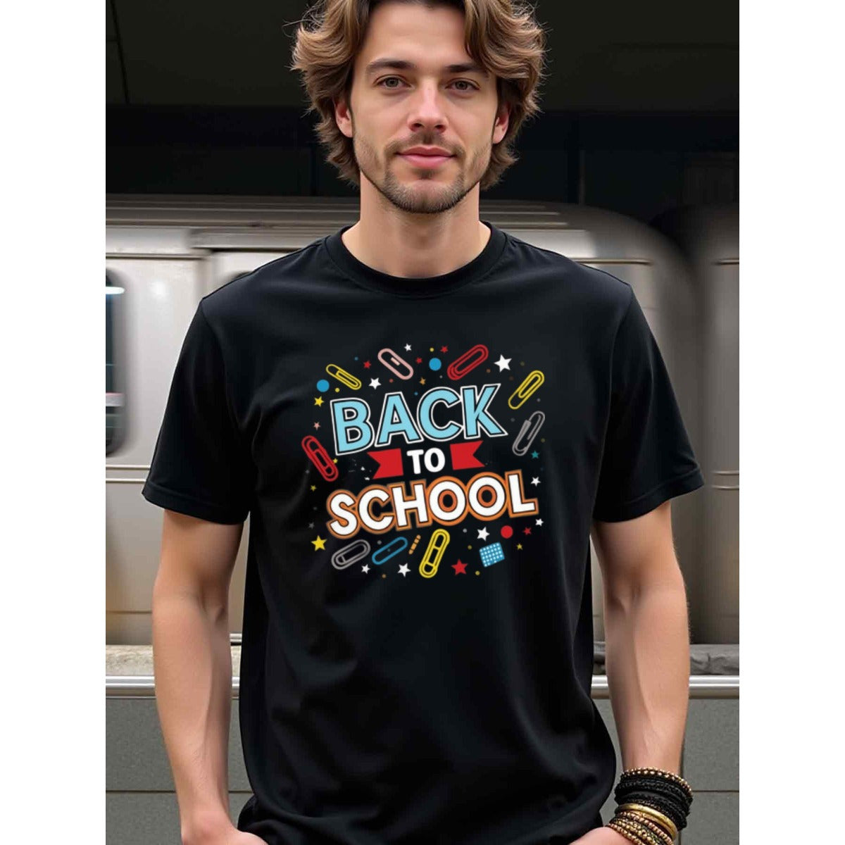 natee local warehouse clearance Back to School Fun Graphic Tee for Men, man's T-Shirt,100% Cotton Fabric,Crew Neck,Short Sleeve,Regular Fit,All-Season Casual Wear,180gsm-Ideal for Valentines Christian festival Thanksgiving Day, 男t