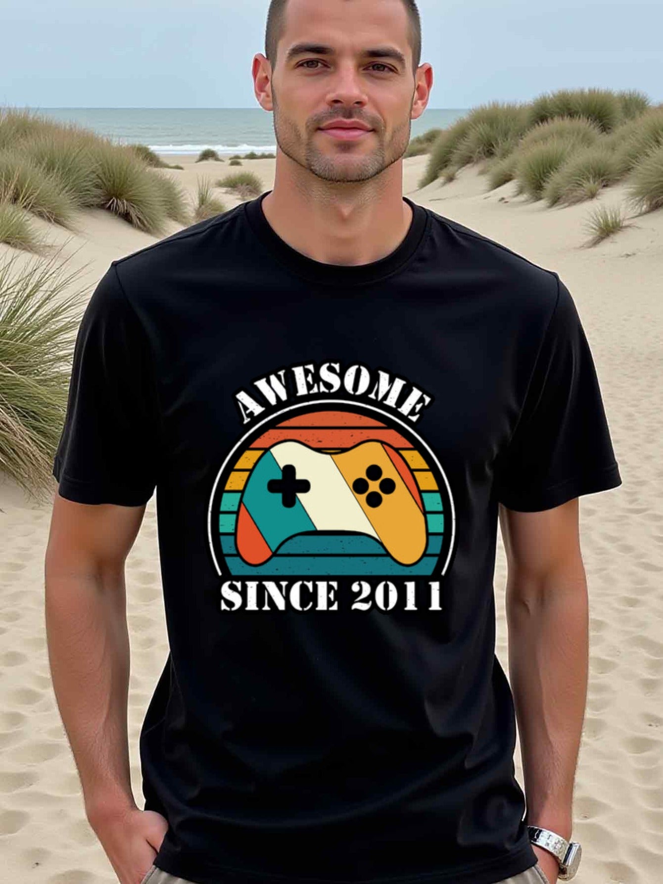 natee local warehouse clearance Awesome Since 2011: Retro Gaming Controller Birthday T-shirt, 男t