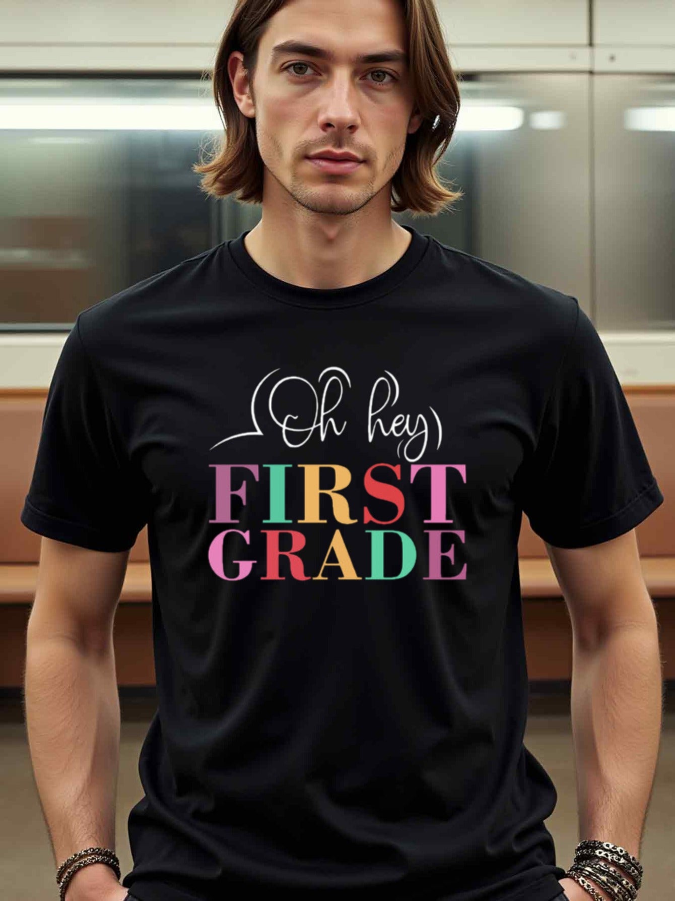 natee local warehouse clearance Back-to-school Oh Hey First Grade T-shirt, 100% Cotton Fabric,Crew Neck,Short Sleeve,Regular Fit,All-season casual wear for man and teens-perfect for running, hiking, the beach, and parties Christian festival Thanksgiving D