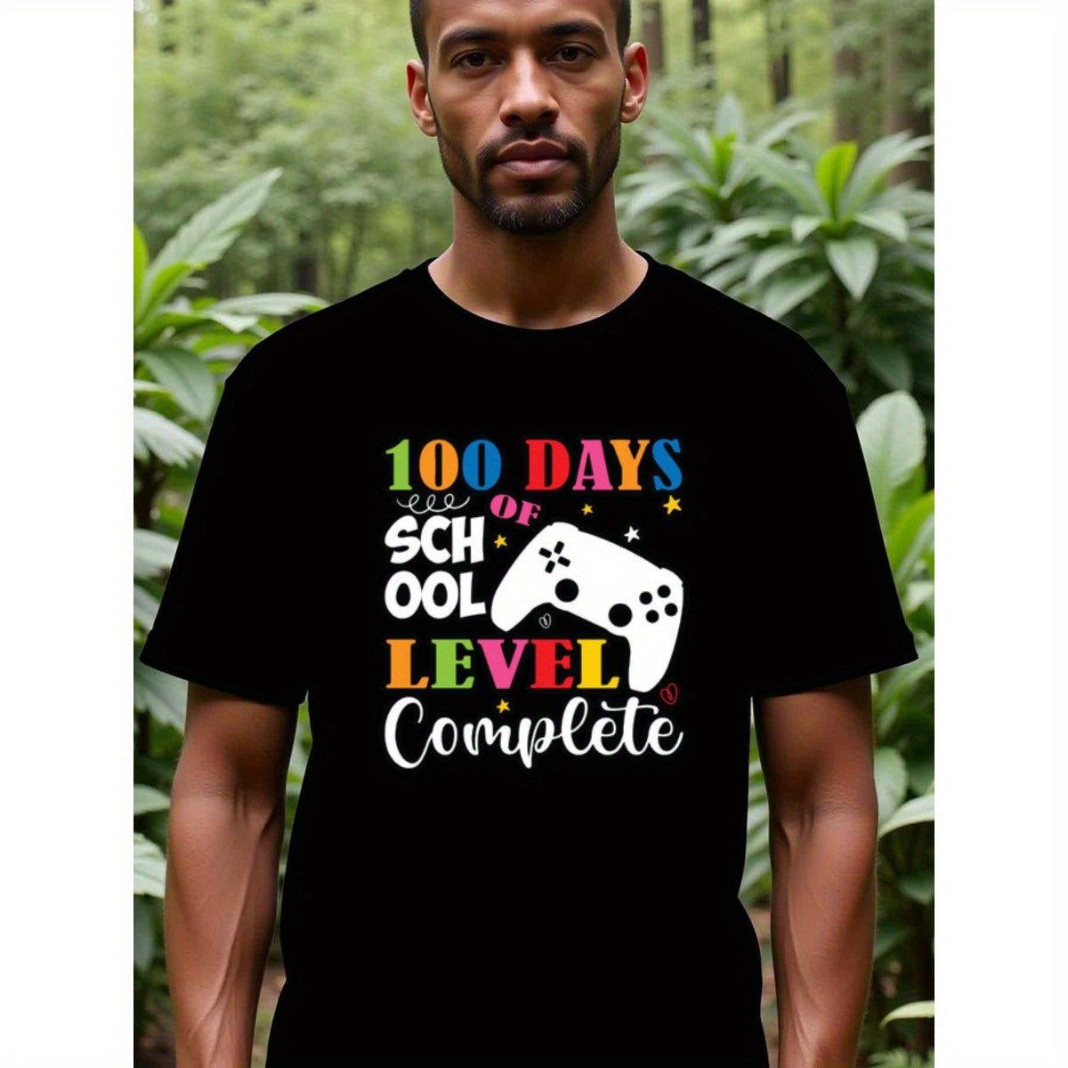 natee local warehouse clearance 100 Days of School Level Complete Gamer T-shirt, 男t