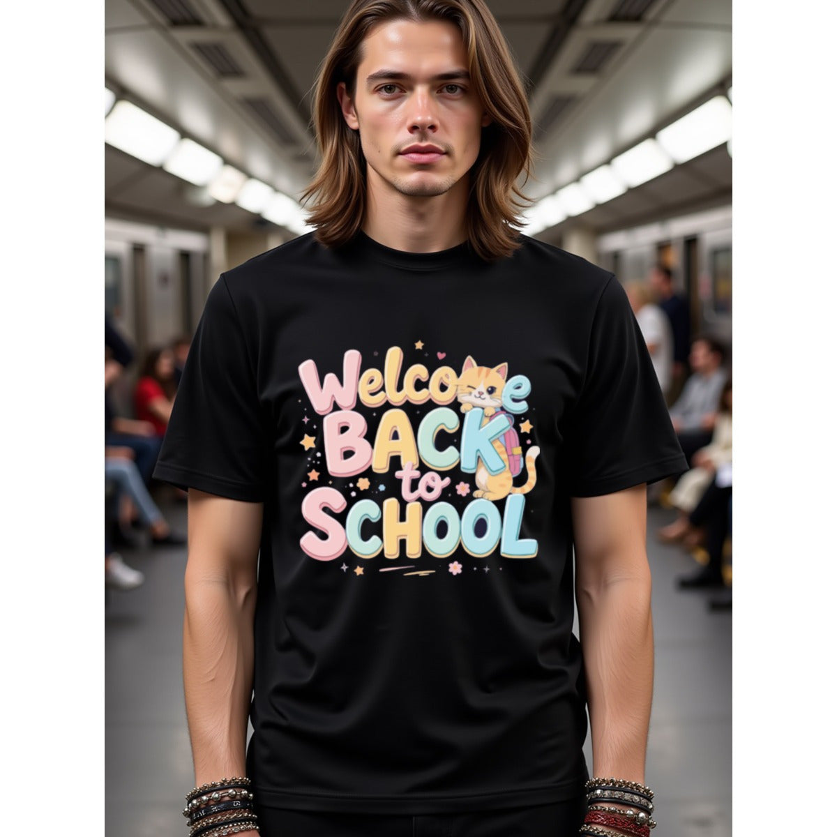 natee local warehouse clearance Back to School Cat Graphic Tee for Kids & Adults, 100% Cotton Fabric,Crew Neck,Short Sleeve,Regular Fit,All-season casual wear for man and teens-perfect for running, hiking, the beach, and parties Christian festival Thanksg