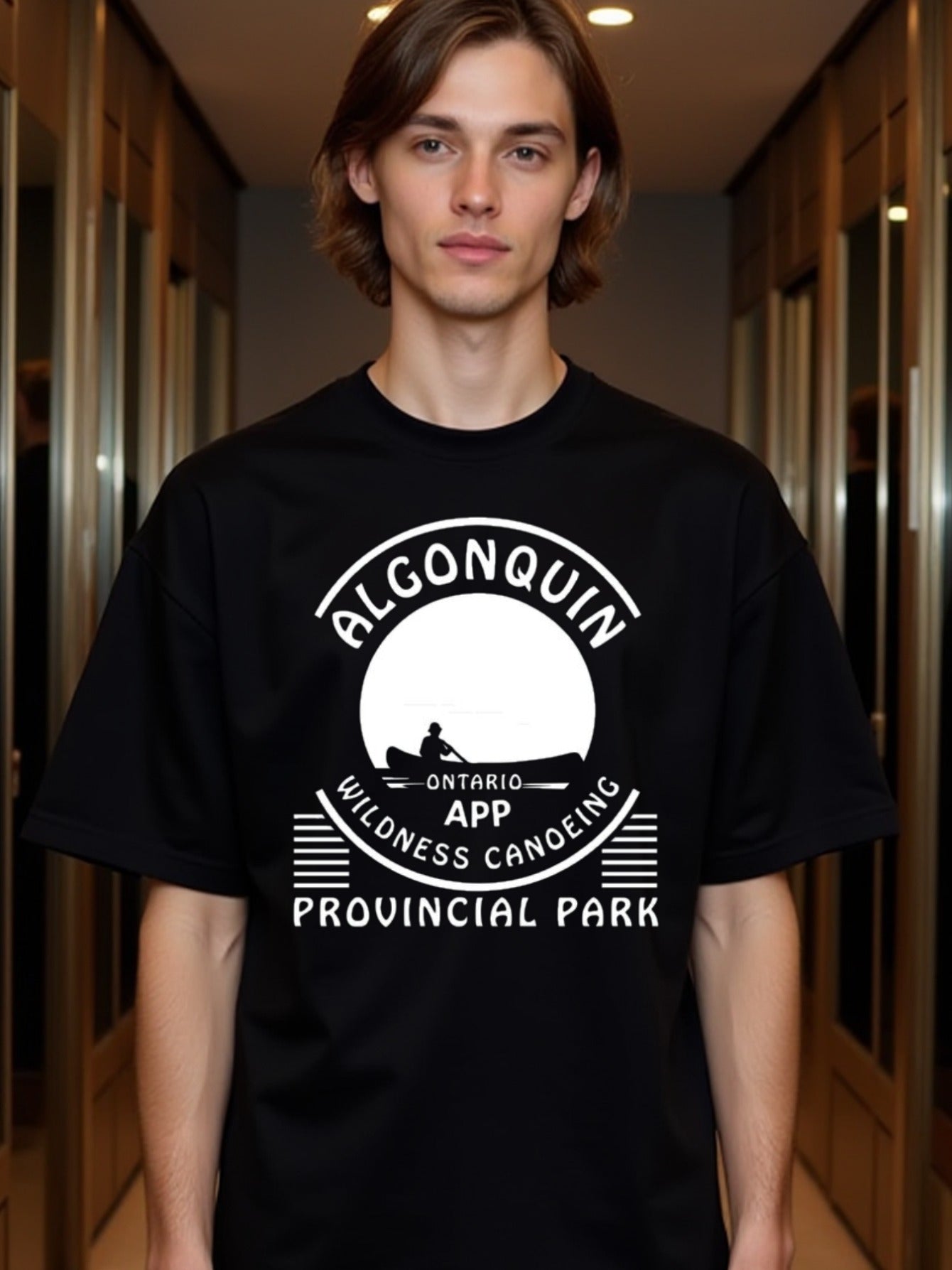 natee local warehouse clearance Algonquin Provincial Park Wilderness Canoeing T-shirt, man's T-Shirt,100% Cotton Fabric,Crew Neck,Short Sleeve,Regular Fit,All-Season Casual Wear,180gsm-Ideal For Summer Holiday Gift,