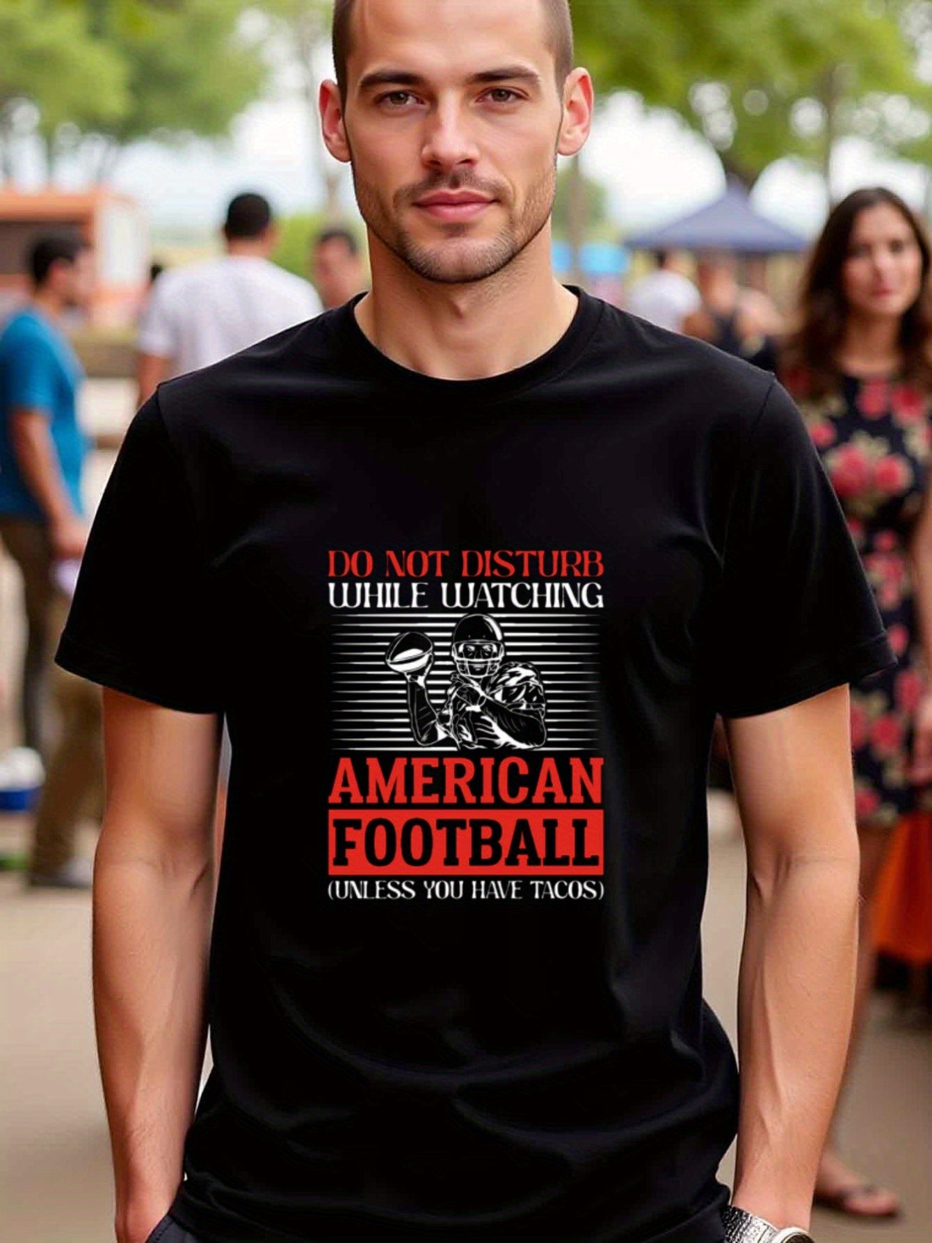natee local warehouse clearance American Football Fan T-shirt: Do Not Disturb (unless You Have Tacos), man's T-Shirt,100% Cotton Fabric,Crew Neck,Short Sleeve,Regular Fit,All-Season Casual Wear,180gsm-Ideal For Summer Holiday Gift,