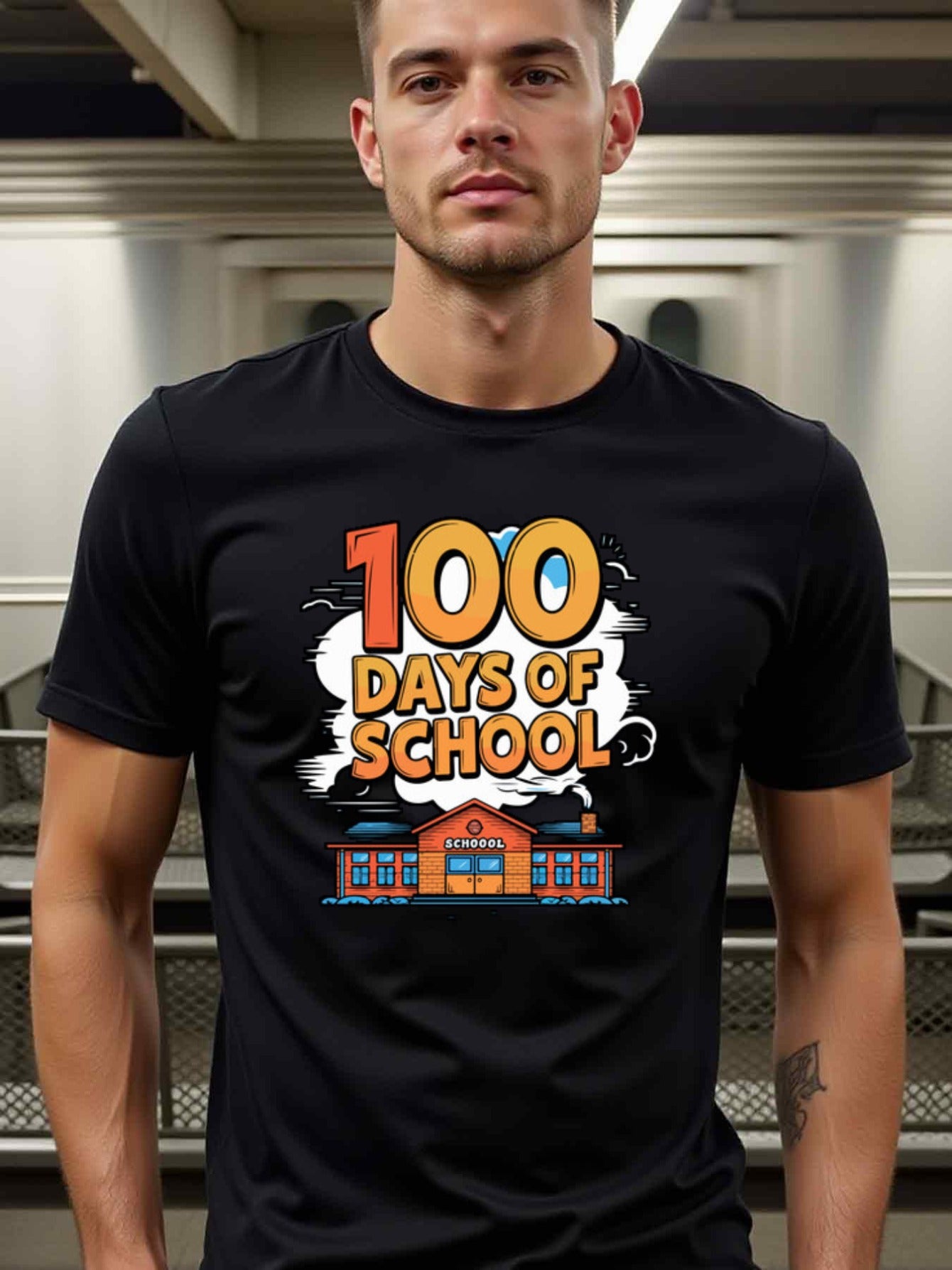 natee local warehouse clearance 100 Days of School Celebration T-shirt, 男t, 男t