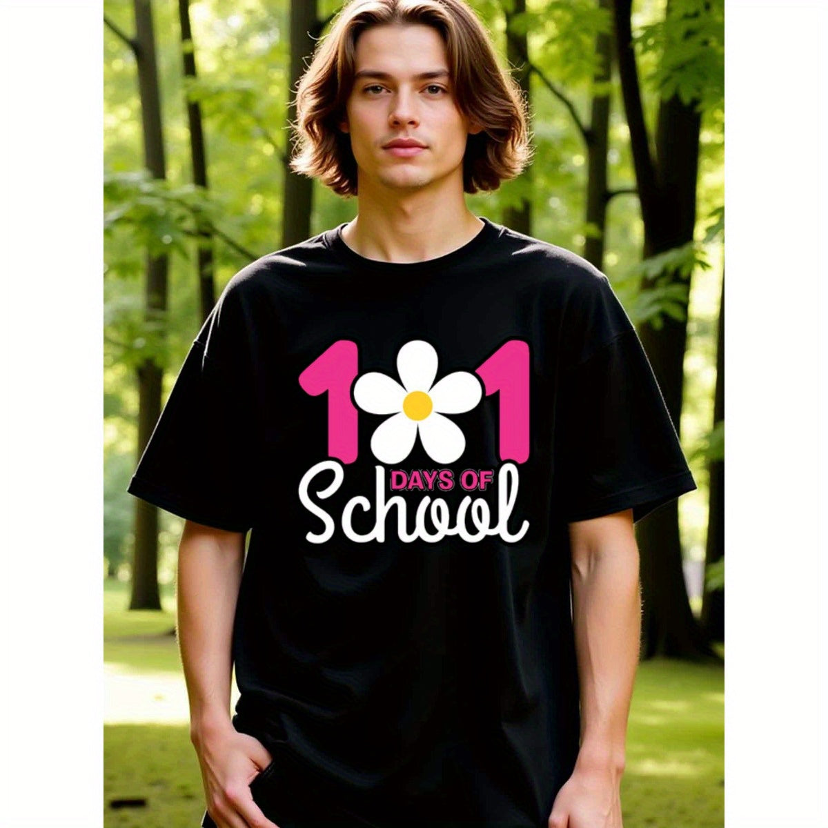 natee local warehouse clearance 101 Days of School - Celebrate Milestone with Style!, 100% Cotton Fabric,Crew Neck,Short Sleeve,Regular Fit,All-season casual wear for man and teens-perfect for running, hiking, the beach, and parties Christian festival Tha
