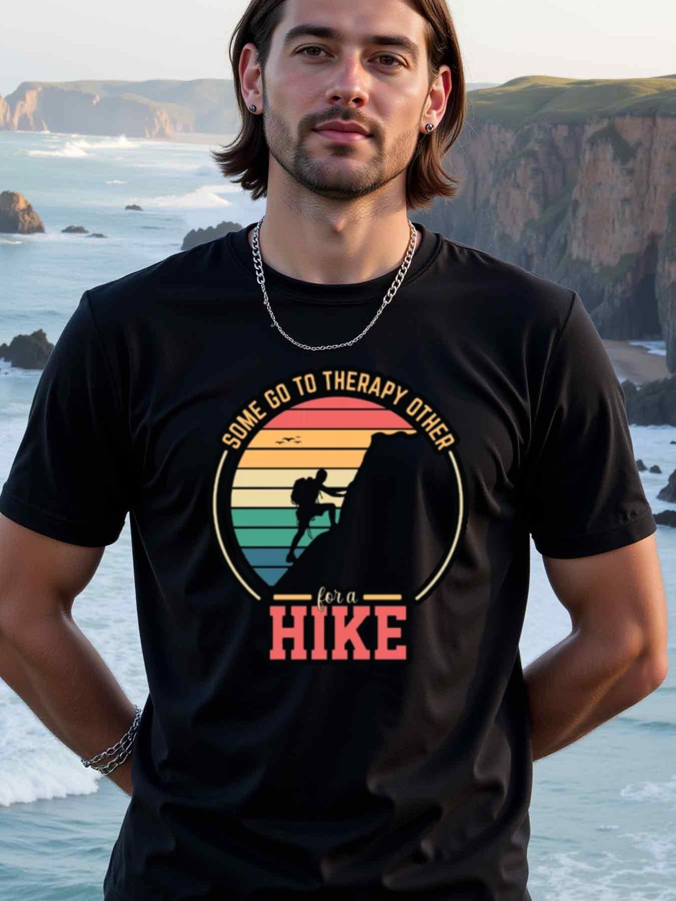 natee local warehouse clearance Adventure Therapy: Hiking T-shirt for Outdoor Enthusiasts, man's T-Shirt,100% Cotton Fabric,Crew Neck,Short Sleeve,Regular Fit,All-Season Casual Wear,180gsm-Ideal for Valentines Christian festival Thanksgiving Day, 男t