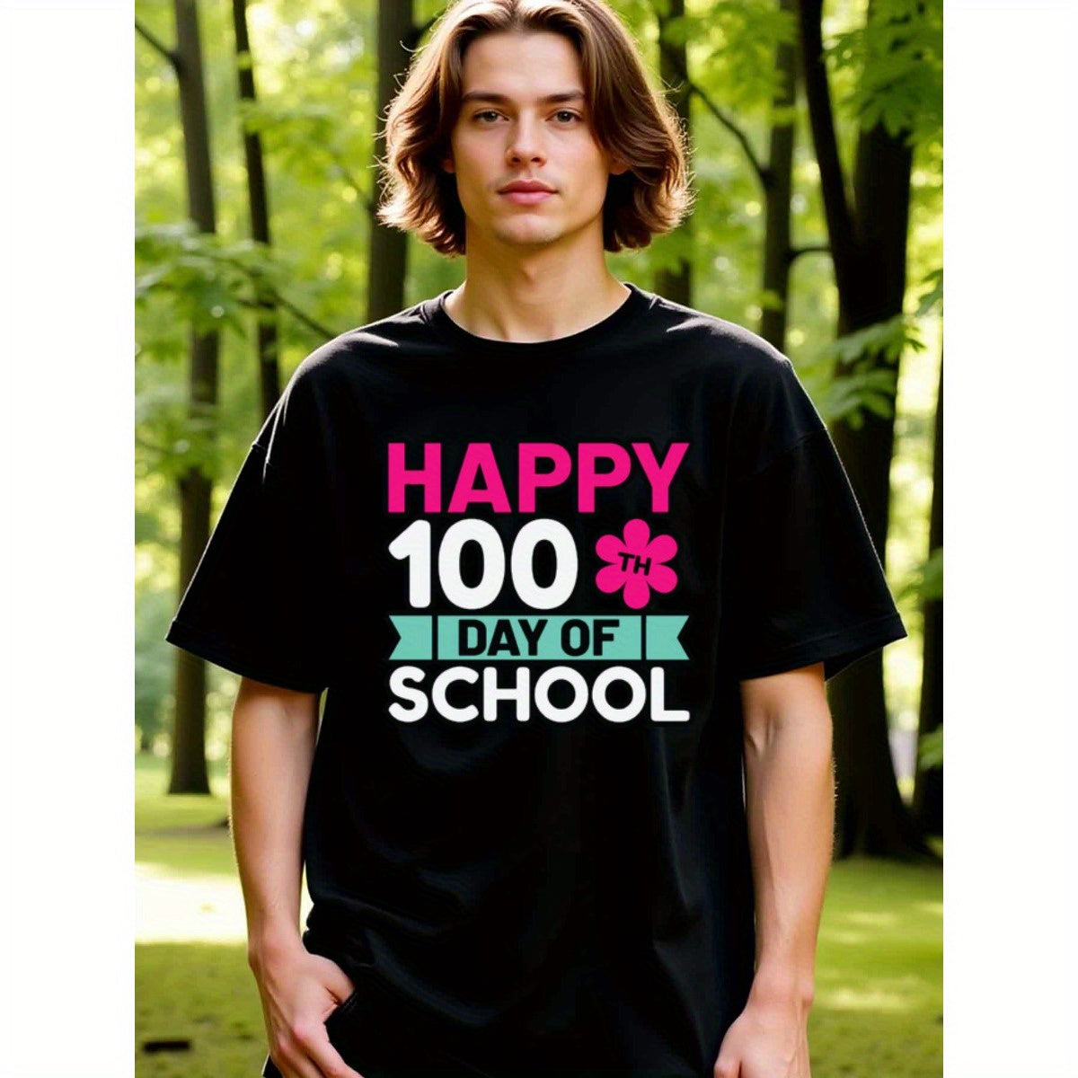 natee local warehouse clearance 100th Day of School Celebration T-shirt, 男t, 男t