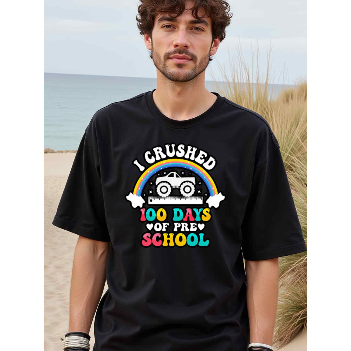 natee local warehouse clearance 100 Days of Preschool Shirt: Crushed Pre-k!, 100% Cotton Fabric,Crew Neck,Short Sleeve,Regular Fit,All-season casual wear for man and teens-perfect for running, hiking, the beach, and parties Christian festival Thanksgiving