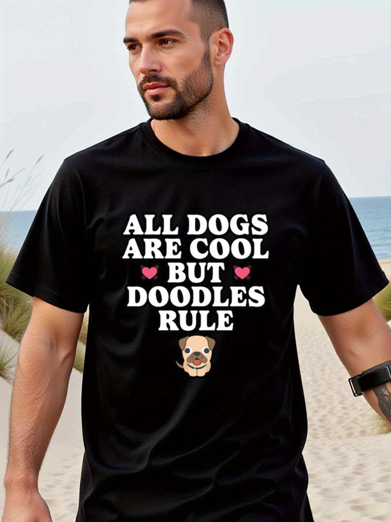 natee local warehouse clearance Adorable Doodle Dog Lovers Tee: All Dogs Are Cool, But Doodles Rule, 100% Cotton Fabric,Crew Neck,Regular Fit,Weekend Casual Wear,180gsm Family Friends Christian festival Thanksgiving Day, 男t