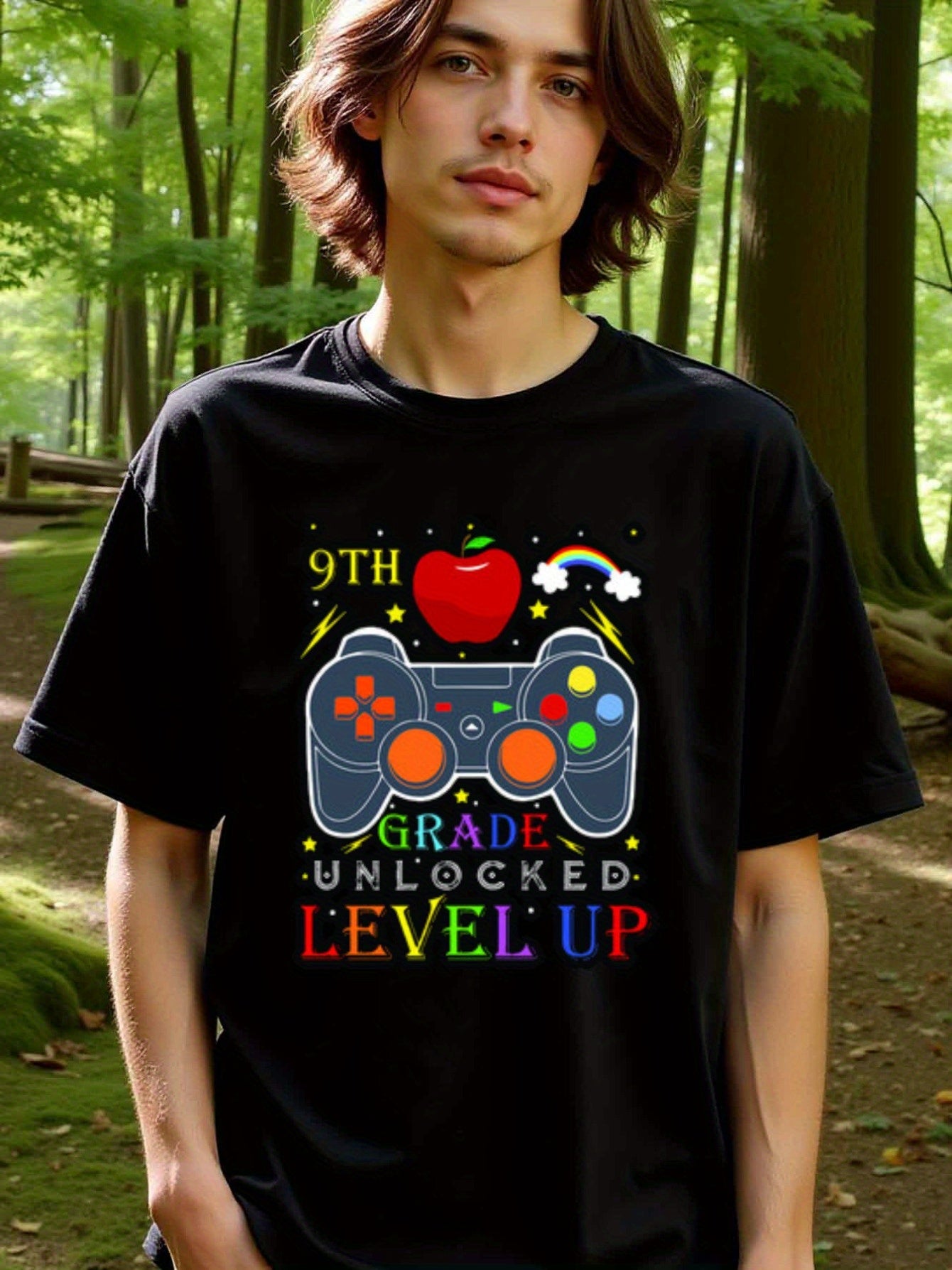 natee local warehouse clearance Back to School Gamer: 9th Grade Unlocked Level Up T-shirt, 男t