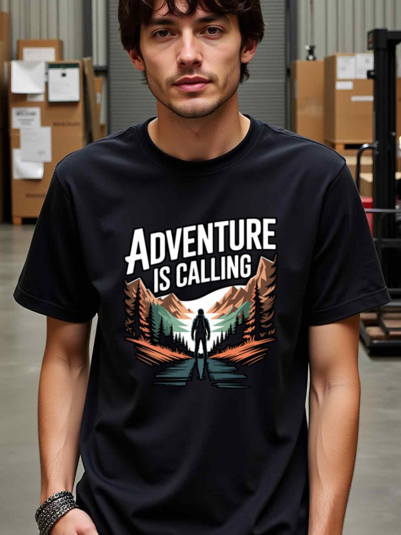 natee local warehouse clearance Adventure Calling: Hiking & Outdoor Enthusiast T-shirt, man's T-Shirt,100% Cotton Fabric,Crew Neck,Short Sleeve,Regular Fit,All-Season Casual Wear,180gsm-Ideal for Valentines Christian festival Thanksgiving Day, 男t