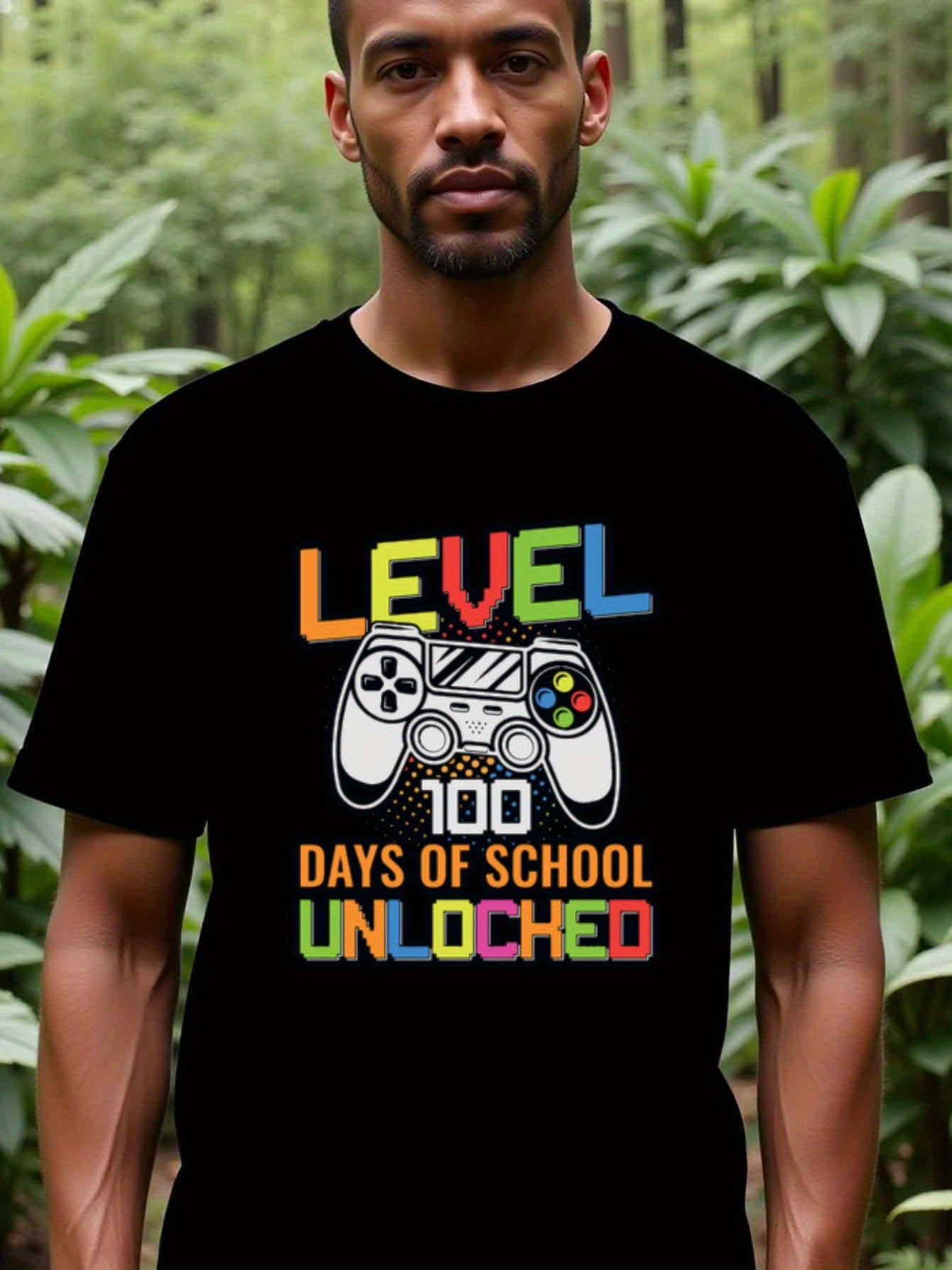 natee local warehouse clearance 100 Days of School Unlocked Gamer T-shirt, man's T-Shirt,100% Cotton Fabric,Crew Neck,Short Sleeve,Regular Fit,All-Season Casual Wear,180gsm-Ideal for All Saints' Day Thanksgiving Day, 男t