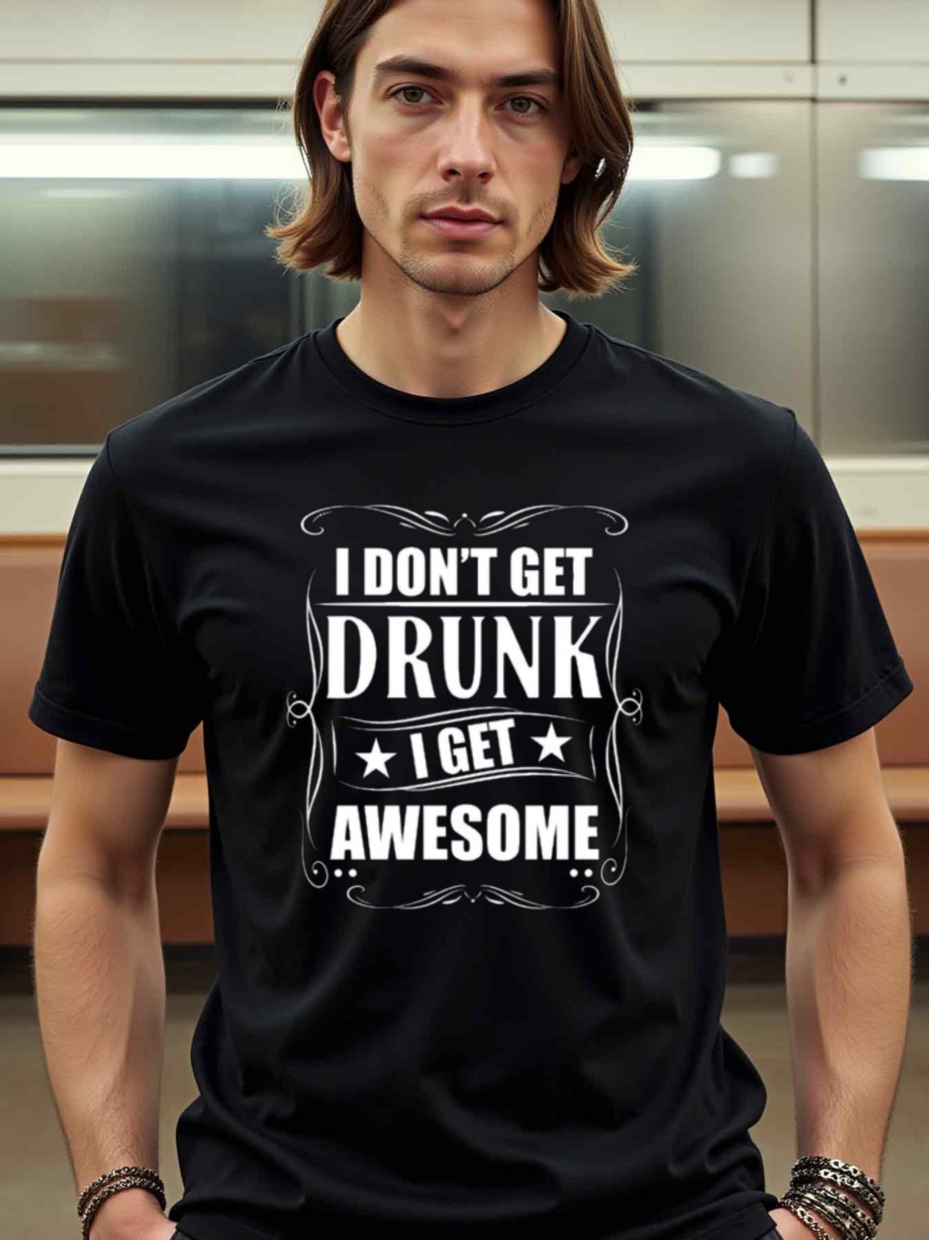 natee local warehouse clearance Awesome Drunk: Funny T-shirt for Party Lovers, 100% Cotton Fabric,Crew Neck,Regular Fit,Weekend Casual Wear,180gsm Family Friends Christian festival Thanksgiving Day, 男t