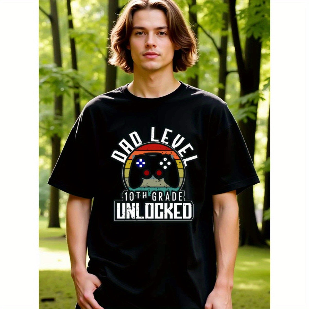 natee local warehouse clearance 10th Grade Dad Level Unlocked Gamer T-shirt, 男t, 男t