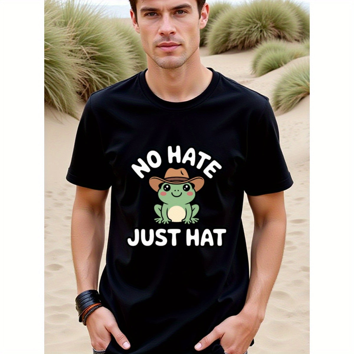 natee local warehouse clearance Adorable Frog Wearing Hat T-shirt: No Hate, Just Hat, man's T-Shirt,100% Cotton Fabric,Crew Neck,Short Sleeve,Regular Fit,All-Season Casual Wear,180gsm-Ideal for Valentines Christian festival Thanksgiving Day, 男t