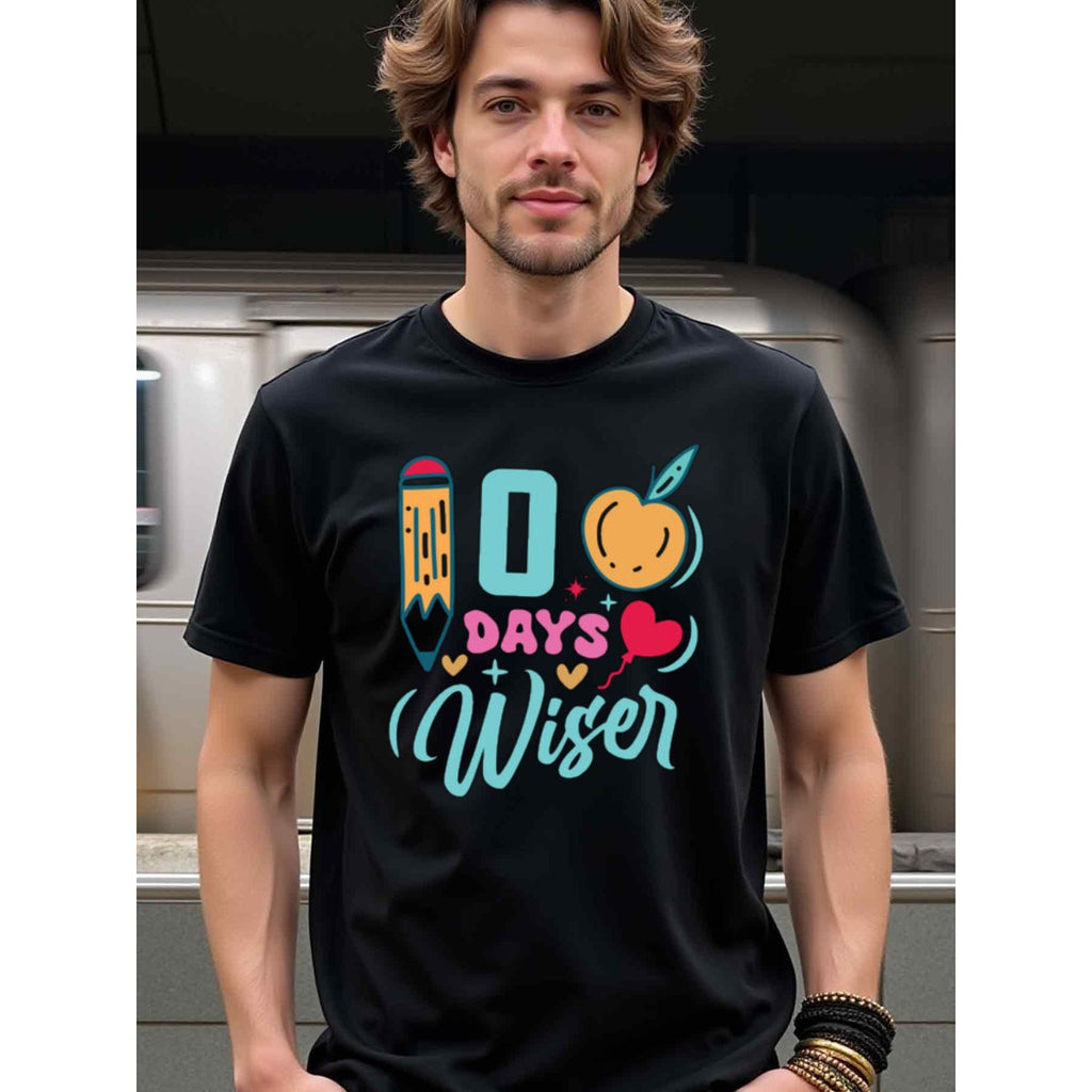 natee local warehouse clearance 10 Days Wiser: Back to School Teacher Appreciation T-shirt, 100% Cotton Fabric,Crew Neck,Short Sleeve,Regular Fit,All-season casual wear for man and teens-perfect for running, hiking, the beach, and parties Christian festiv