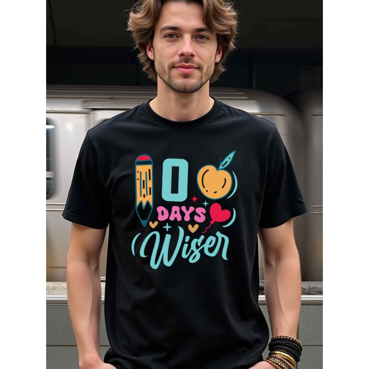 natee local warehouse clearance 10 Days Wiser: Back to School Teacher Appreciation T-shirt, 100% Cotton Fabric,Crew Neck,Short Sleeve,Regular Fit,All-season casual wear for man and teens-perfect for running, hiking, the beach, and parties Christian festiv
