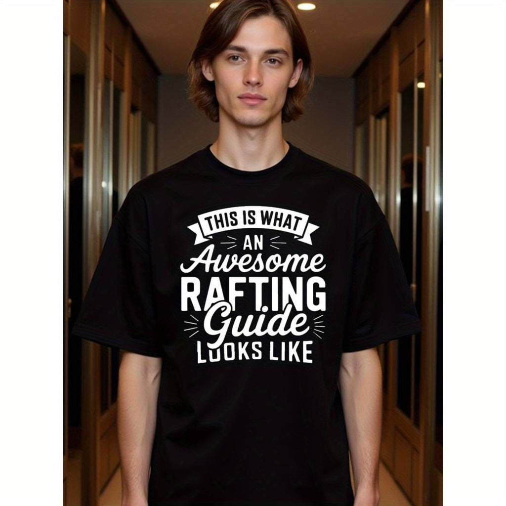 natee local warehouse clearance Awesome Rafting Guide: Bold Typography T-shirt, man's T-Shirt,100% Cotton Fabric,Crew Neck,Short Sleeve,Regular Fit,All-Season Casual Wear,180gsm-Ideal for Valentines Christian festival Thanksgiving Day,