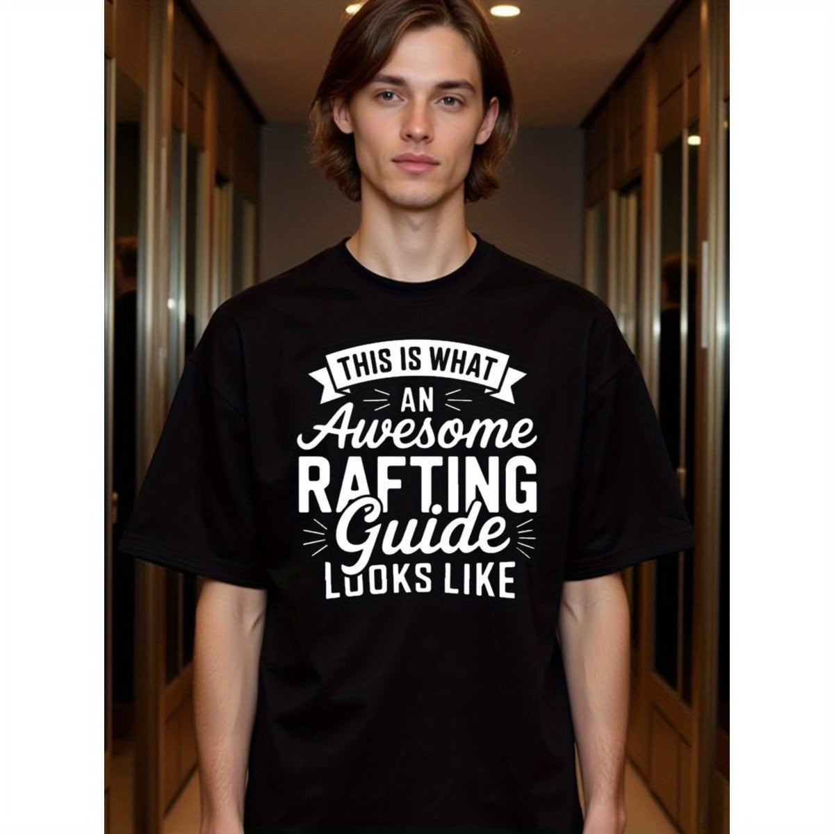 natee local warehouse clearance Awesome Rafting Guide: Bold Typography T-shirt, man's T-Shirt,100% Cotton Fabric,Crew Neck,Short Sleeve,Regular Fit,All-Season Casual Wear,180gsm-Ideal for Valentines Christian festival Thanksgiving Day,