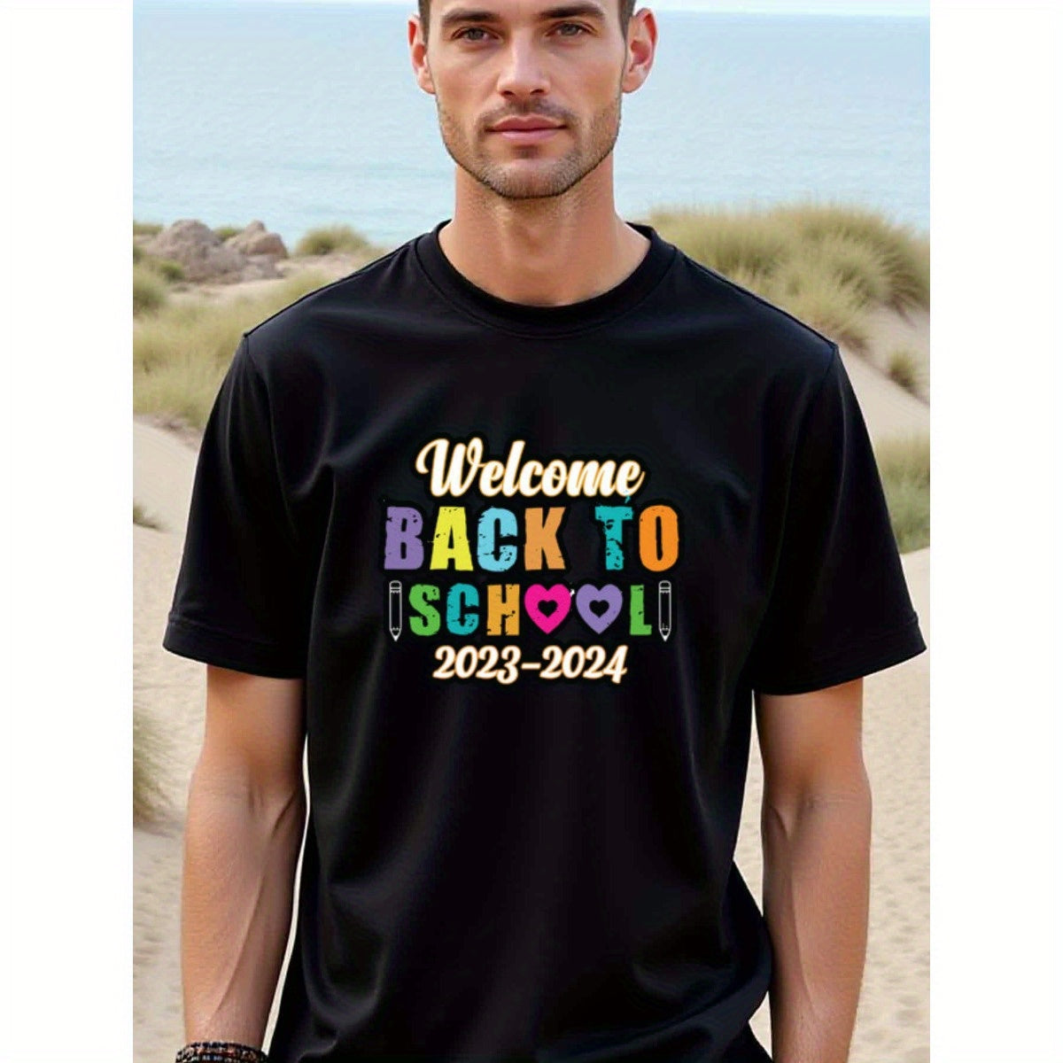 natee local warehouse clearance Back to School 2023-2024: Colorful Welcome T-shirt, 100% Cotton Fabric,Crew Neck,Short Sleeve,Regular Fit,All-season casual wear for man and teens-perfect for running, hiking, the beach, and parties Christian festival Thank