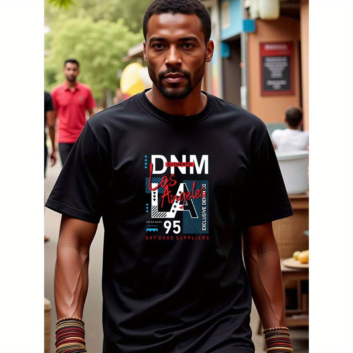 natee local warehouse clearance Authentic Dnm Los Angeles 95 Dry Goods Suppliers T-shirt, 100% Cotton Fabric,Crew Neck,Regular Fit,Weekend Casual Wear,180gsm Family Friends Christian festival Thanksgiving Day,