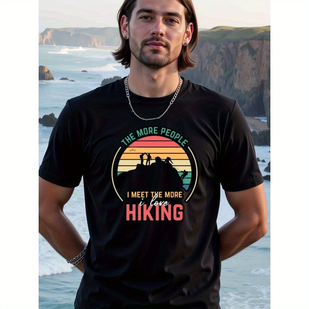 natee local warehouse clearance Adventure Awaits: Hiking T-shirt for Outdoor Enthusiasts, 100% Cotton Fabric,Crew Neck,Regular Fit,Weekend Casual Wear,180gsm Family Friends Christian festival Thanksgiving Day, 男t