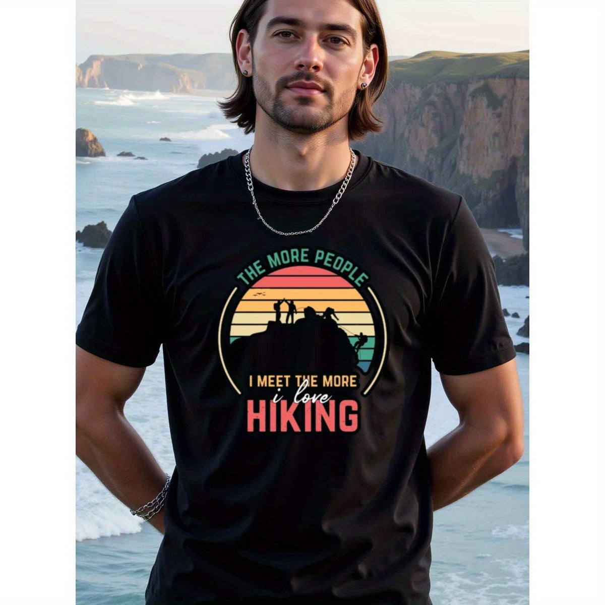 natee local warehouse clearance Adventure Awaits: Hiking T-shirt for Outdoor Enthusiasts, 100% Cotton Fabric,Crew Neck,Regular Fit,Weekend Casual Wear,180gsm Family Friends Christian festival Thanksgiving Day, 男t