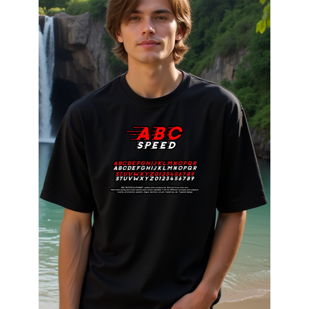 natee local warehouse clearance Abc Speed Racing Style Alphabet T-shirt, 男t