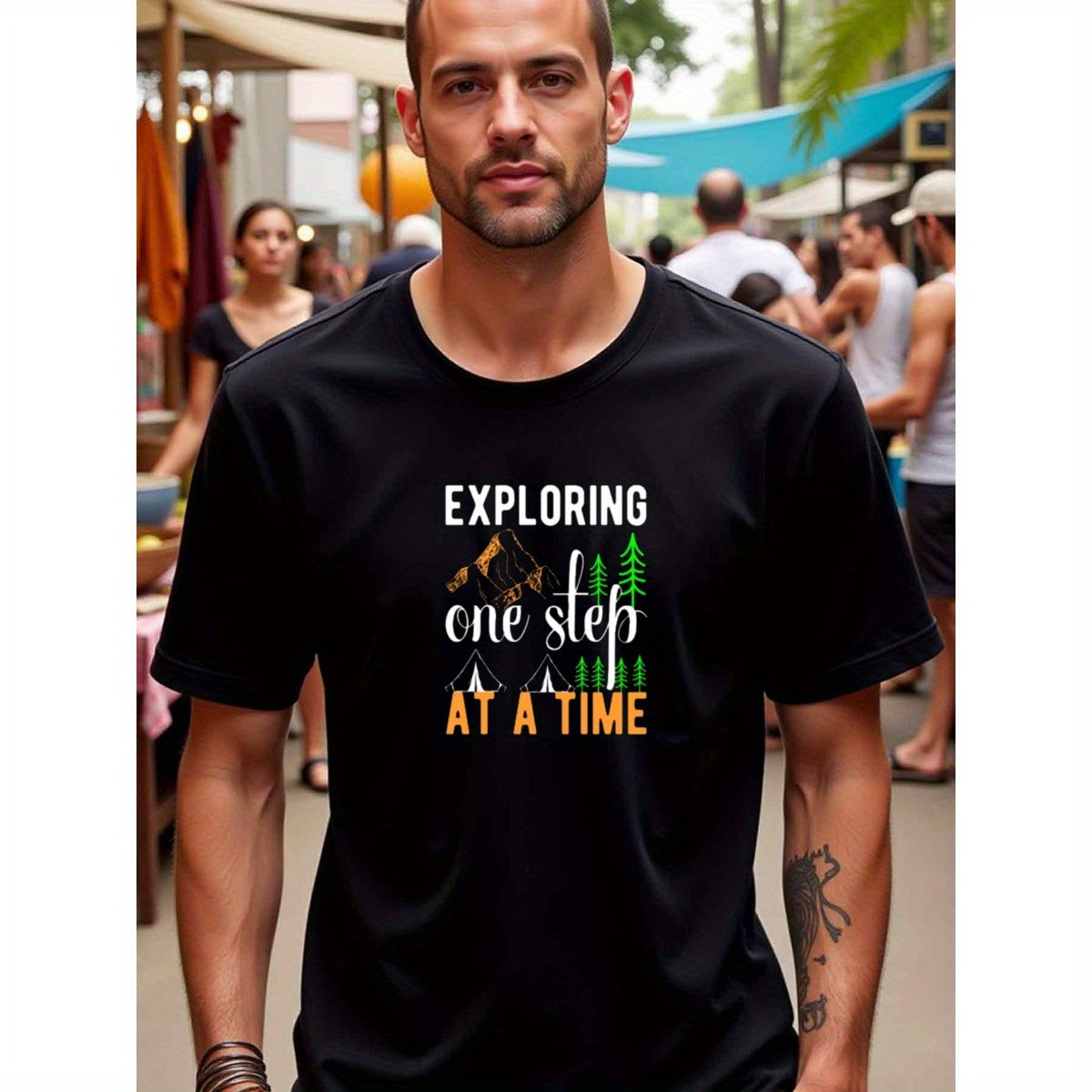 natee local warehouse clearance Adventure Awaits: Exploring One Step at a Time T-shirt, man's T-Shirt,100% Cotton Fabric,Crew Neck,Short Sleeve,Regular Fit,All-Season Casual Wear,180gsm-Ideal For Summer Holiday Gift,