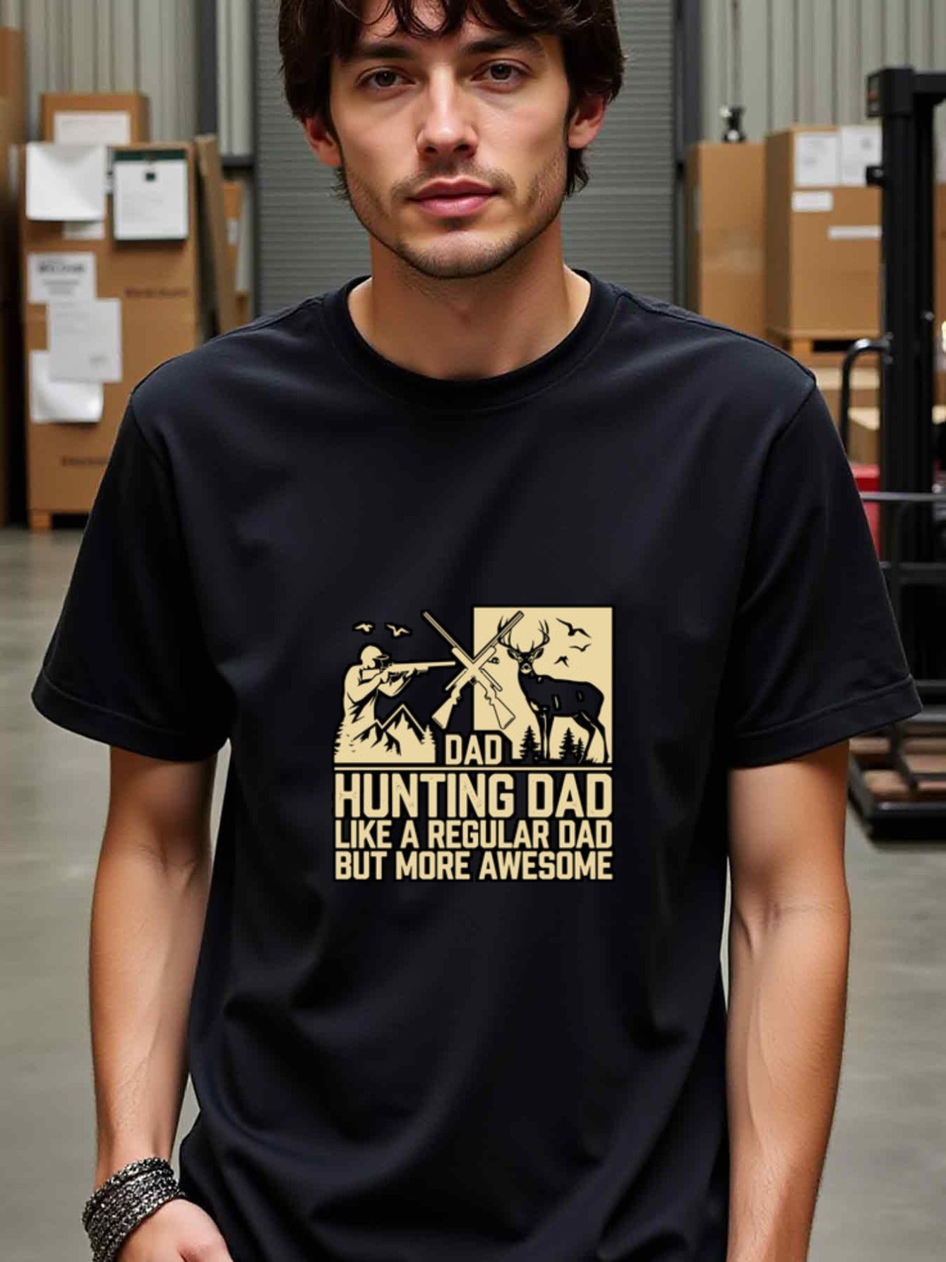 natee local warehouse clearance Awesome Hunting Dad T-shirt - Perfect Gift for Fathers, man's T-Shirt,100% Cotton Fabric,Crew Neck,Short Sleeve,Regular Fit,All-Season Casual Wear,180gsm-Ideal for Valentines Christian festival Thanksgiving Day, 男t