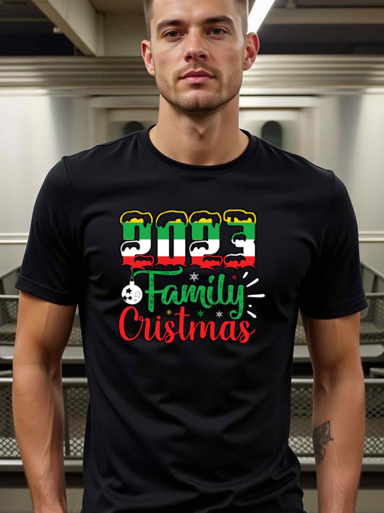 natee local warehouse clearance 2023 Family Christmas T-shirt - Festive Holiday Design, 男t, 男t