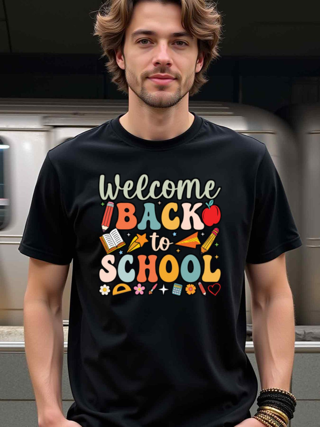 natee local warehouse clearance Back to School Welcome Graphic Tee for Teachers & Students, 男t