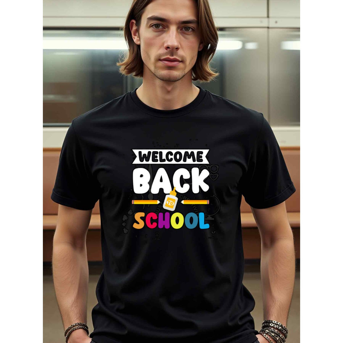 natee local warehouse clearance Back to School Welcome Graphic Tee, 100% Cotton Fabric,Crew Neck,Short Sleeve,Regular Fit,All-season casual wear for man and teens-perfect for running, hiking, the beach, and parties Christian festival Thanksgiving Day, 男t