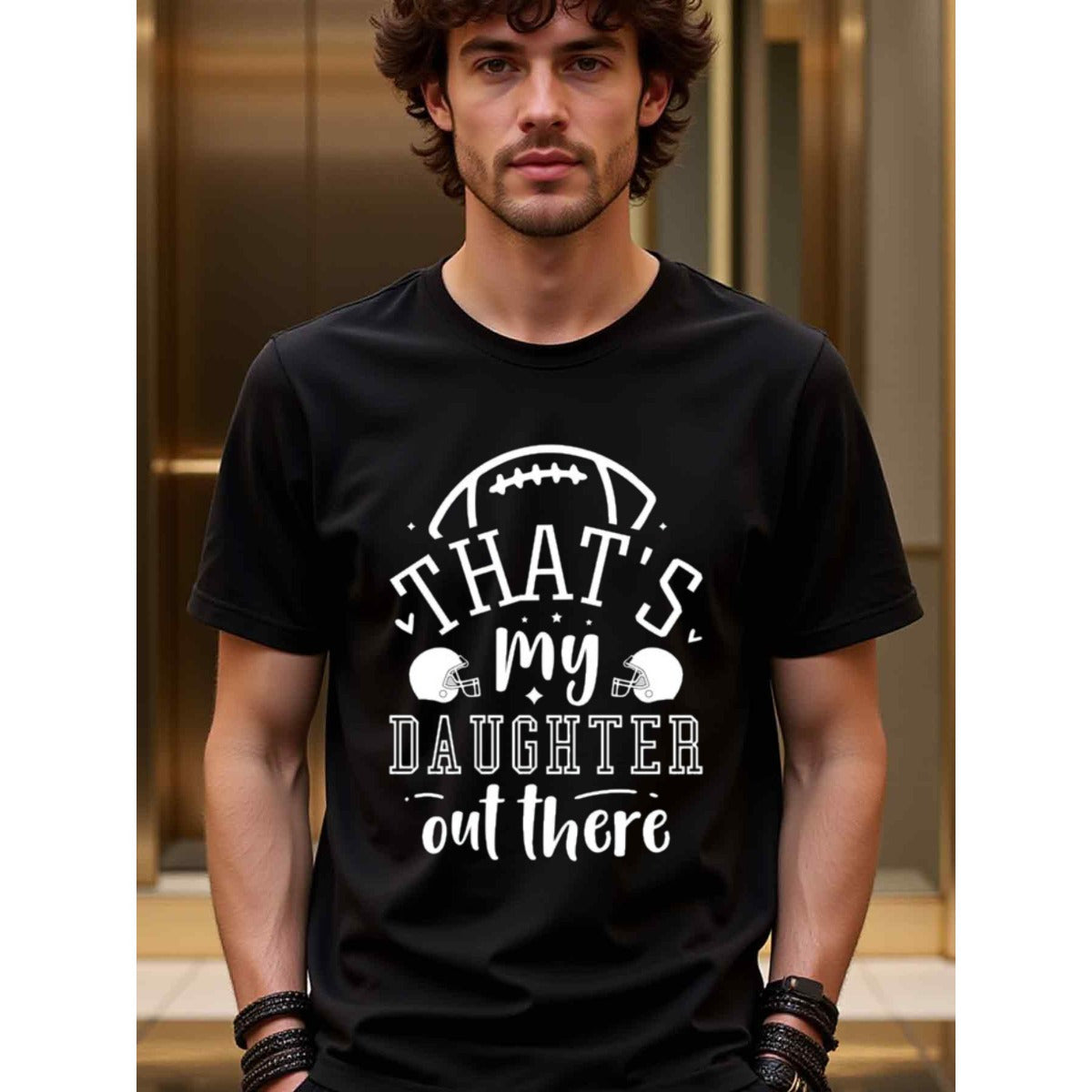 natee local warehouse clearance Supportive Dad Football Tee: That's My Daughter Out There, 100% Cotton Fabric,Crew Neck,Regular Fit,Weekend Casual Wear,180gsm Family Friends Christian festival Thanksgiving Day,