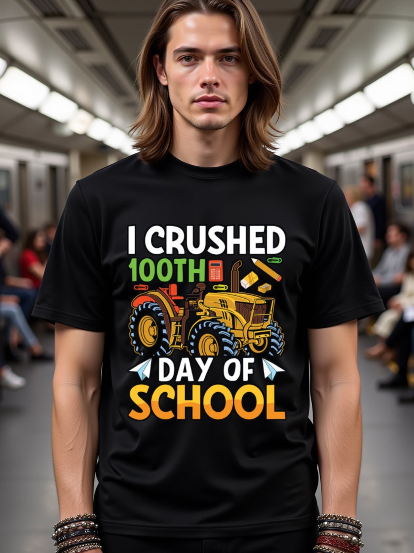 natee local warehouse clearance 100th Day of School Shirt: Crushed It!, man's T-Shirt,100% Cotton Fabric,Crew Neck,Short Sleeve,Regular Fit,All-Season Casual Wear,180gsm-Ideal for Valentines Christian festival Thanksgiving Day, 男t
