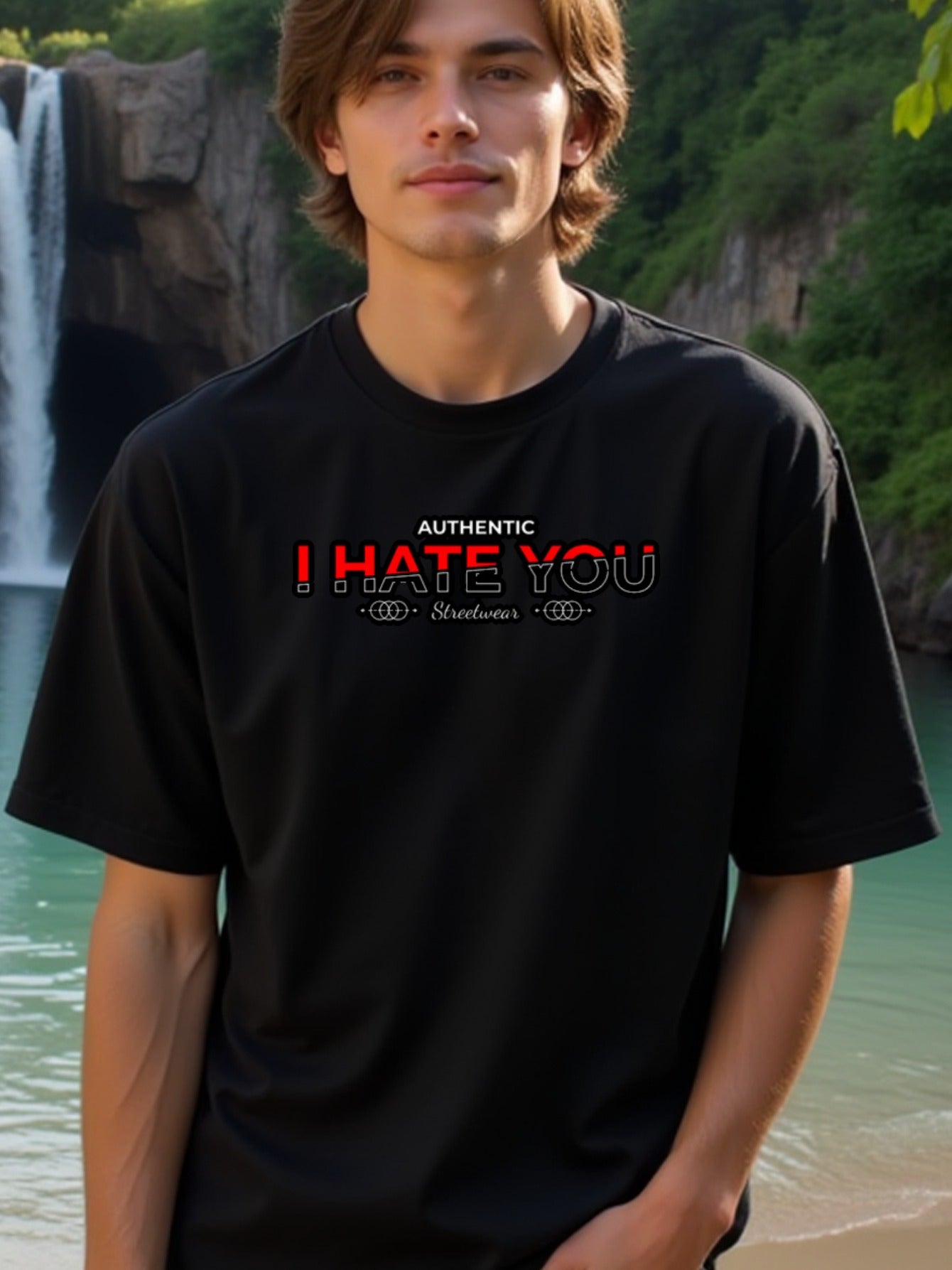 natee local warehouse clearance Authentic Streetwear I Hate You Graphic Tee, man's T-Shirt,100% Cotton Fabric,Crew Neck,Short Sleeve,Regular Fit,All-Season Casual Wear,180gsm-Ideal for Valentines Christian festival Thanksgiving Day, 男t