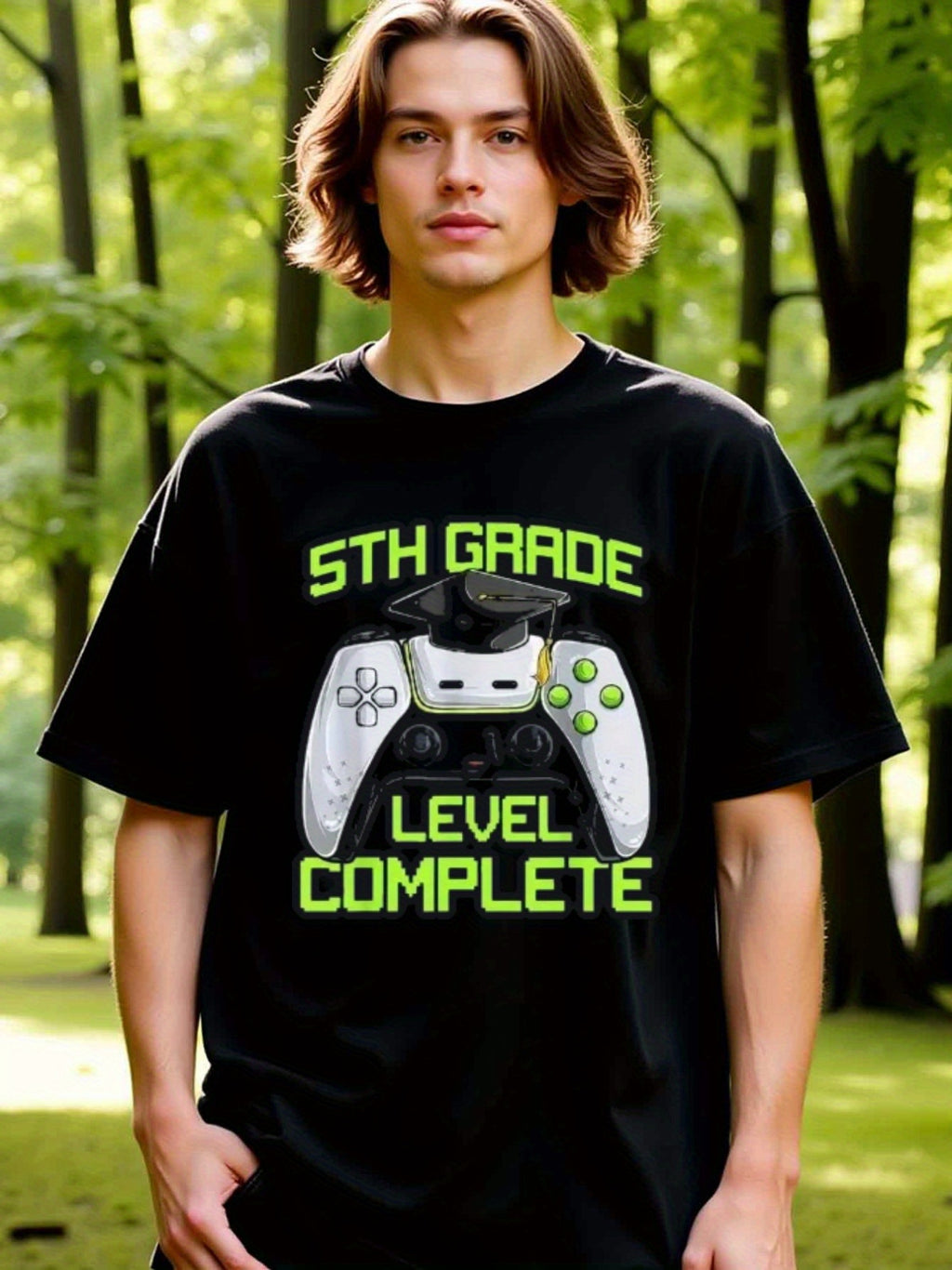 natee local warehouse clearance 5th Grade Level Complete Gamer Graduation T-shirt, 男t, 男t