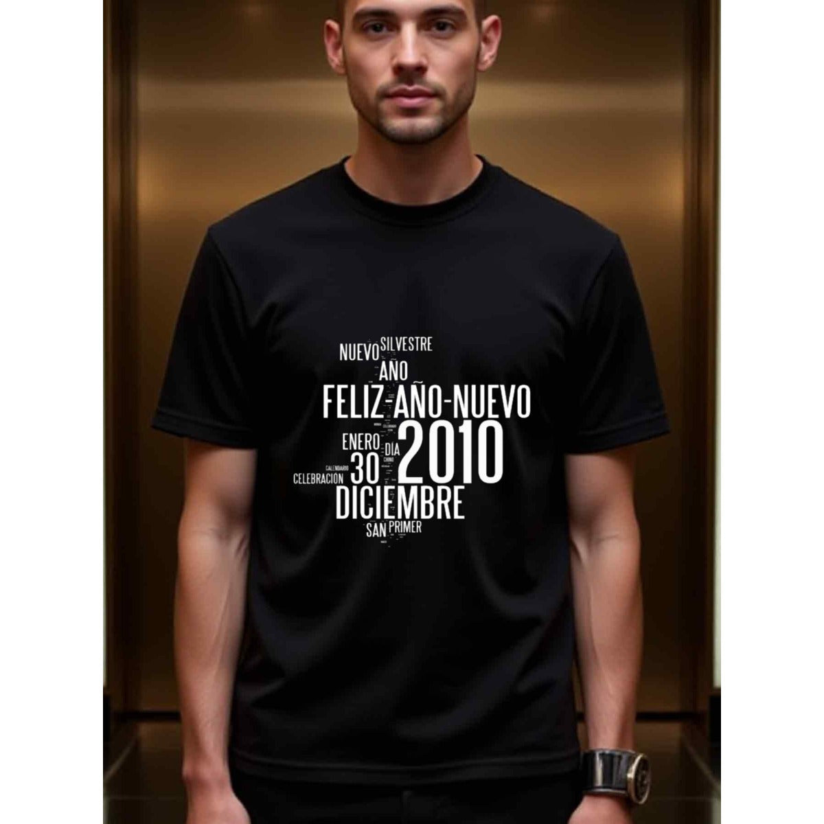 natee local warehouse clearance 2010 New Year's Eve Celebration T-shirt - Spanish Edition, 100% Cotton Fabric,Crew Neck,Short Sleeve,Regular Fit,All-season casual wear for man and teens-perfect for running, hiking, the beach, and parties Christian festiva