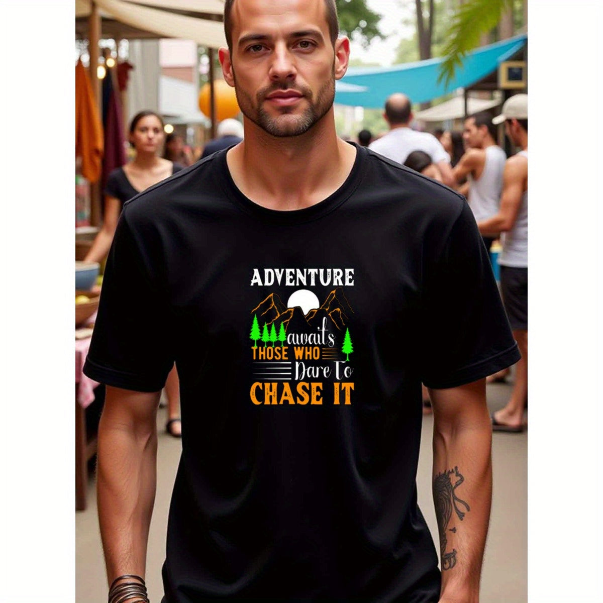 natee local warehouse clearance Adventure Awaits: Motivational Quote T-shirt, 100% Cotton Fabric,Crew Neck,Short Sleeve,Regular Fit,All-season casual wear for man and teens-perfect for running, hiking, the beach, and parties Christian festival Thanksgivin